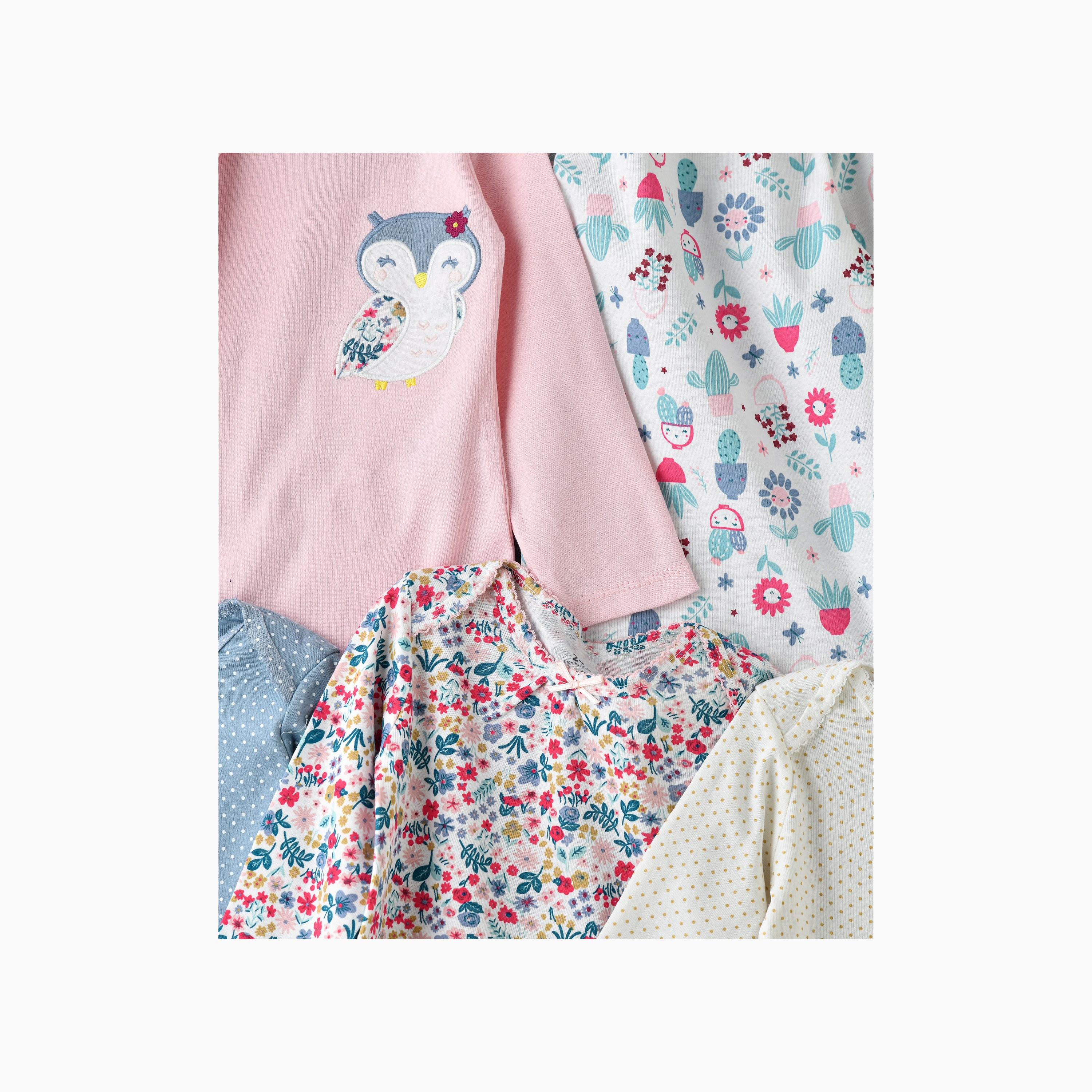 Babyqlo 5-Piece Floral Garden Printed Bodysuits-baby-girls-clothing-bodysuits-image-2