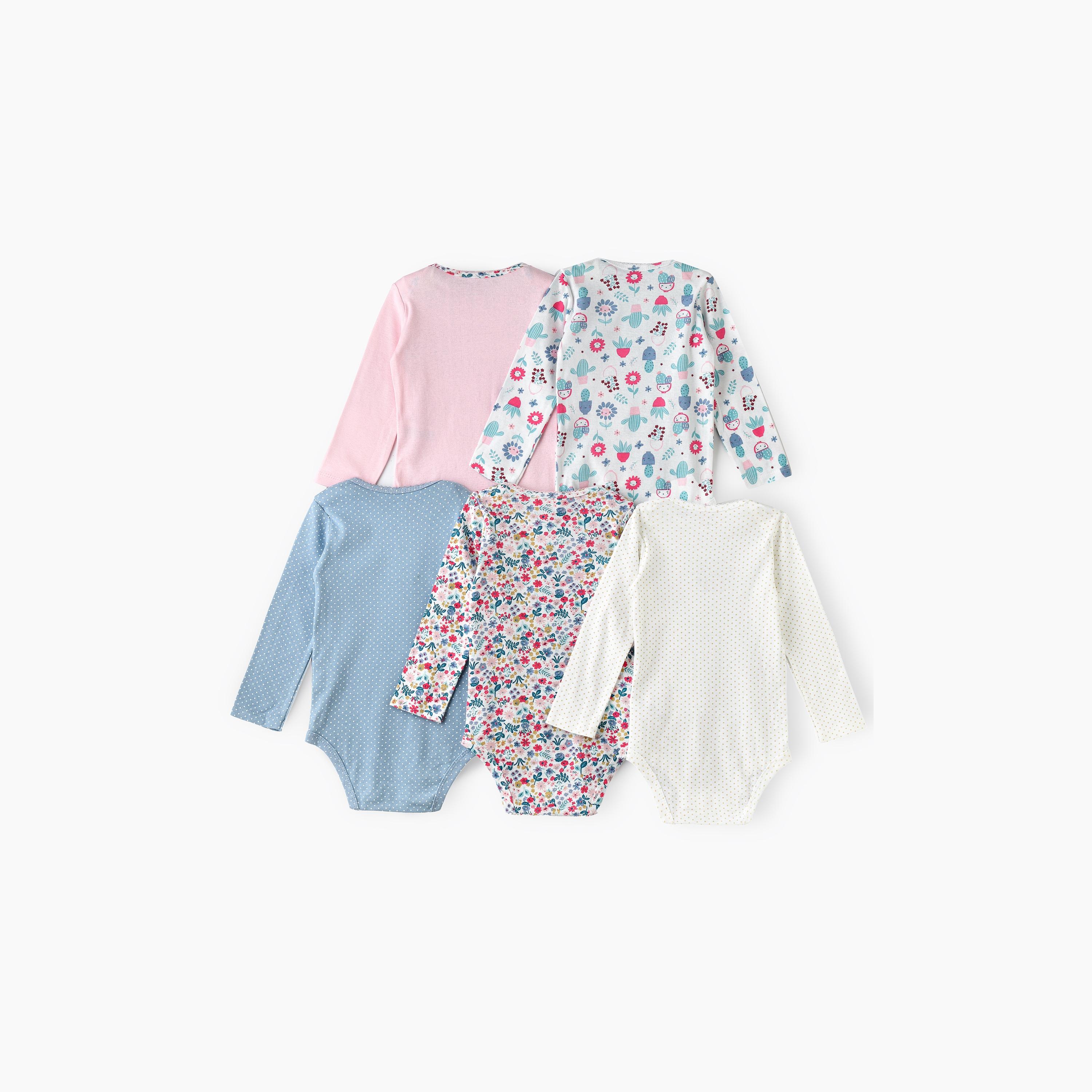 Babyqlo 5-Piece Floral Garden Printed Bodysuits-baby-girls-clothing-bodysuits-image-3