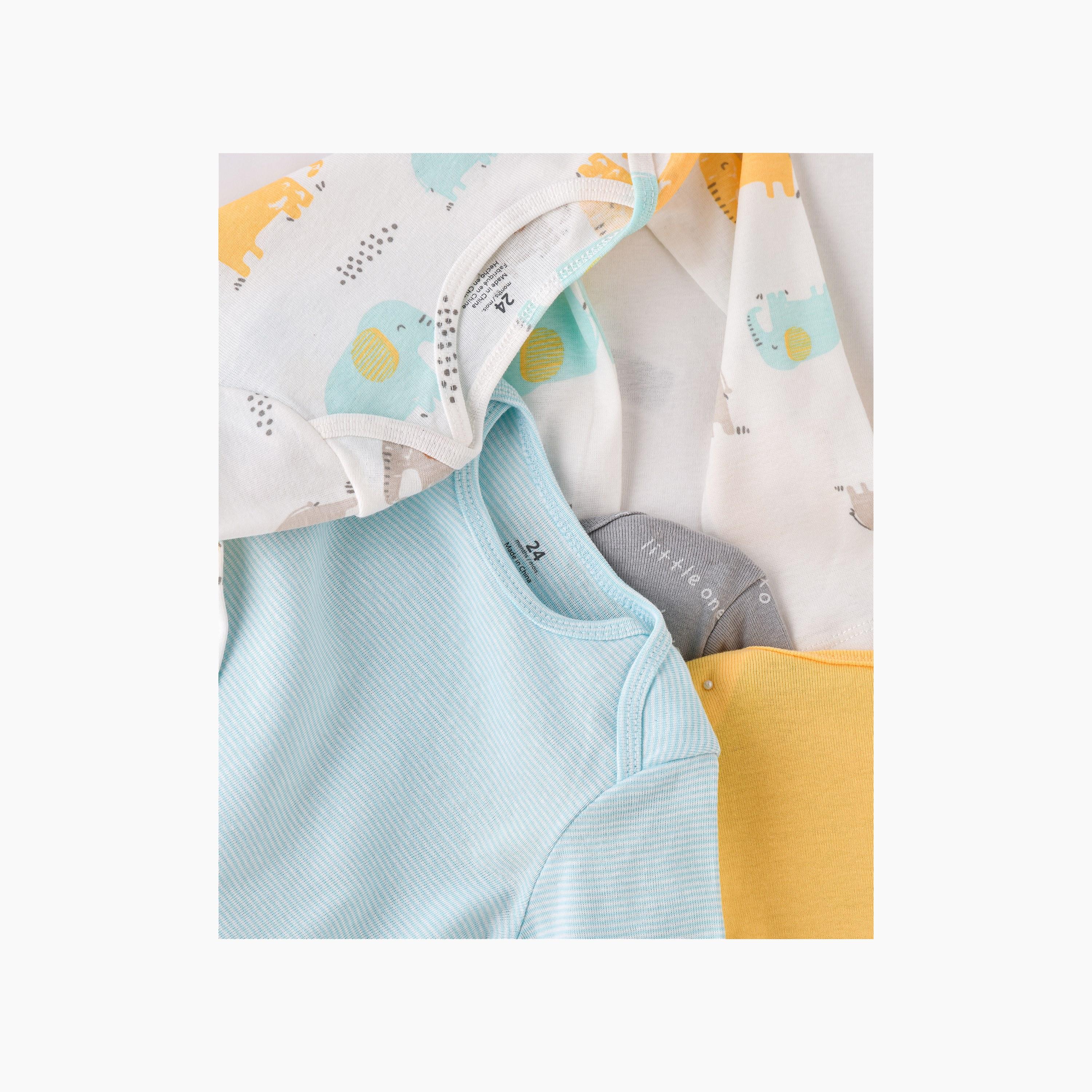 Babyqlo 5-Piece Elephant Safari Printed Bodysuits-baby-boys-clothing-bodysuits-image-4