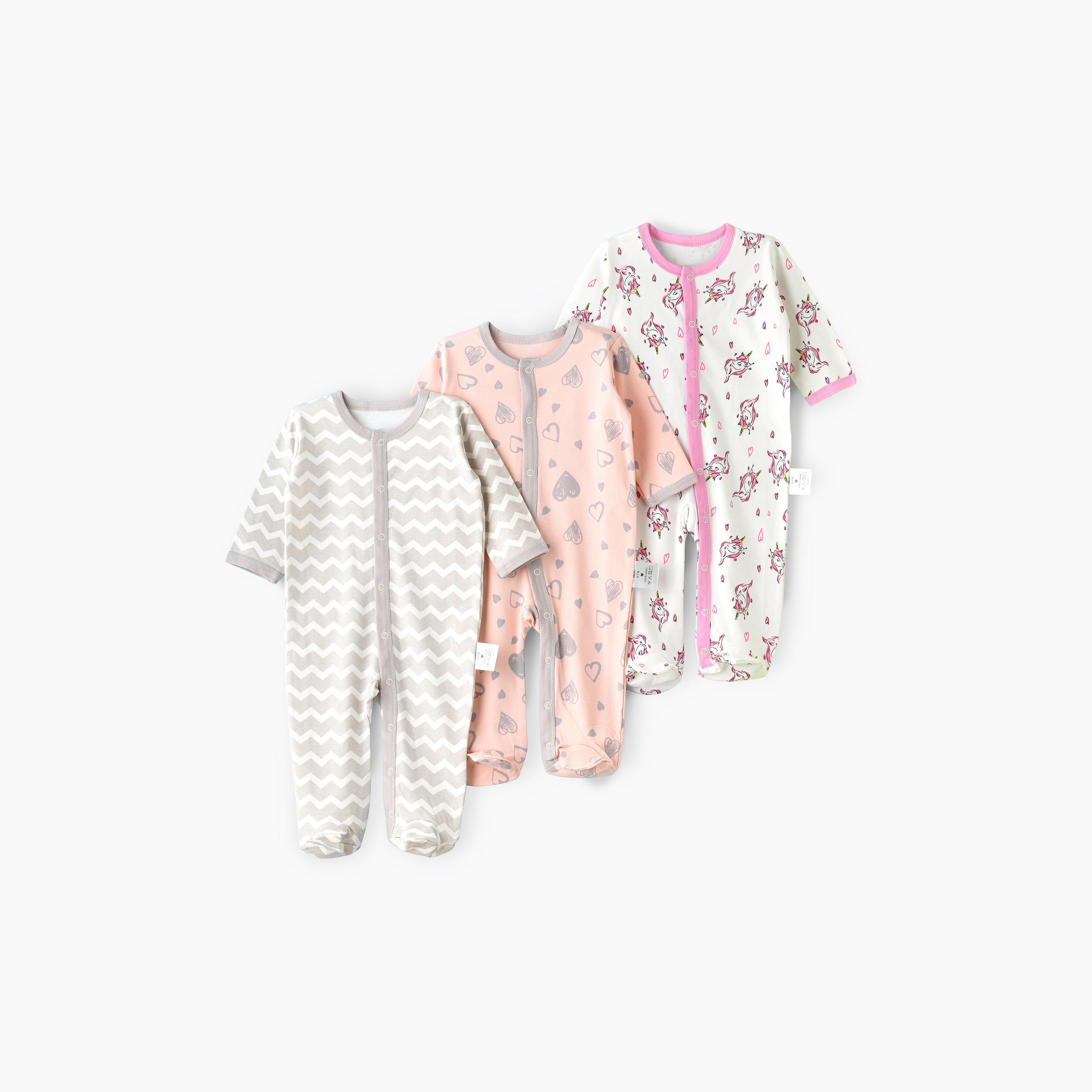 رومبير 3 قطع بطبعة صورة قلب ووحيد القرن من بيبيكلو-baby-girls-clothing-rompers-image-4