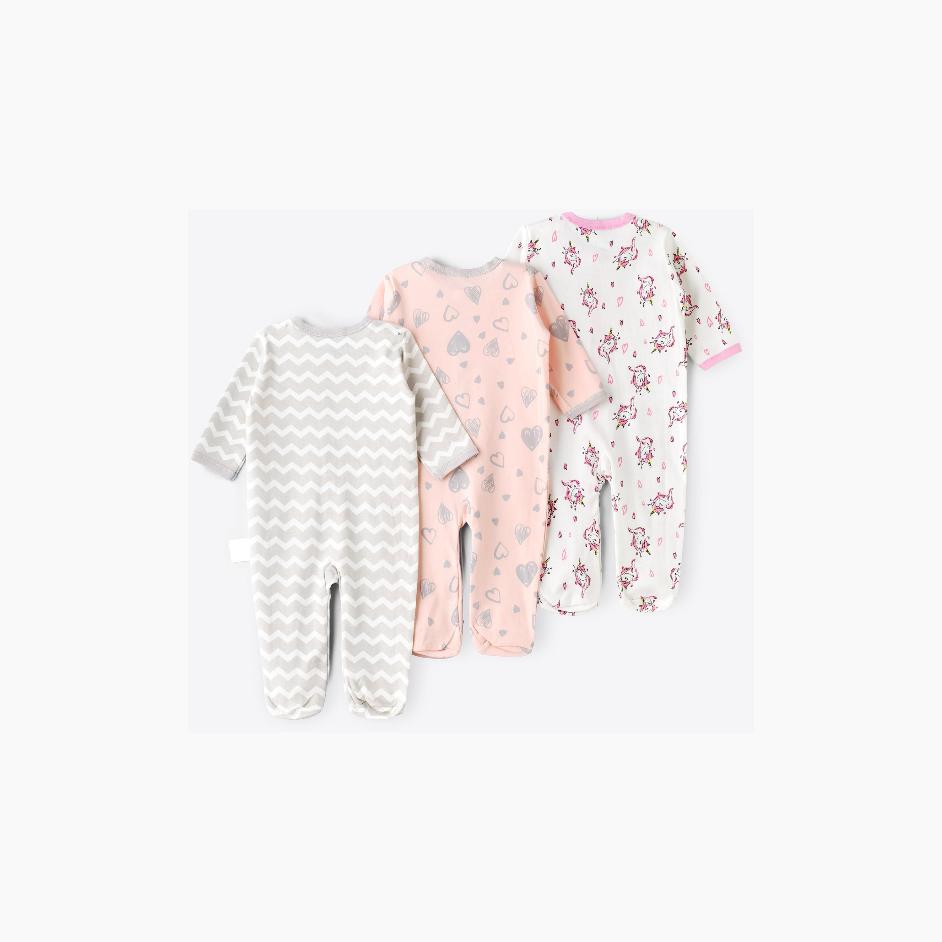 رومبير 3 قطع بطبعة صورة قلب ووحيد القرن من بيبيكلو-baby-girls-clothing-rompers-image-2