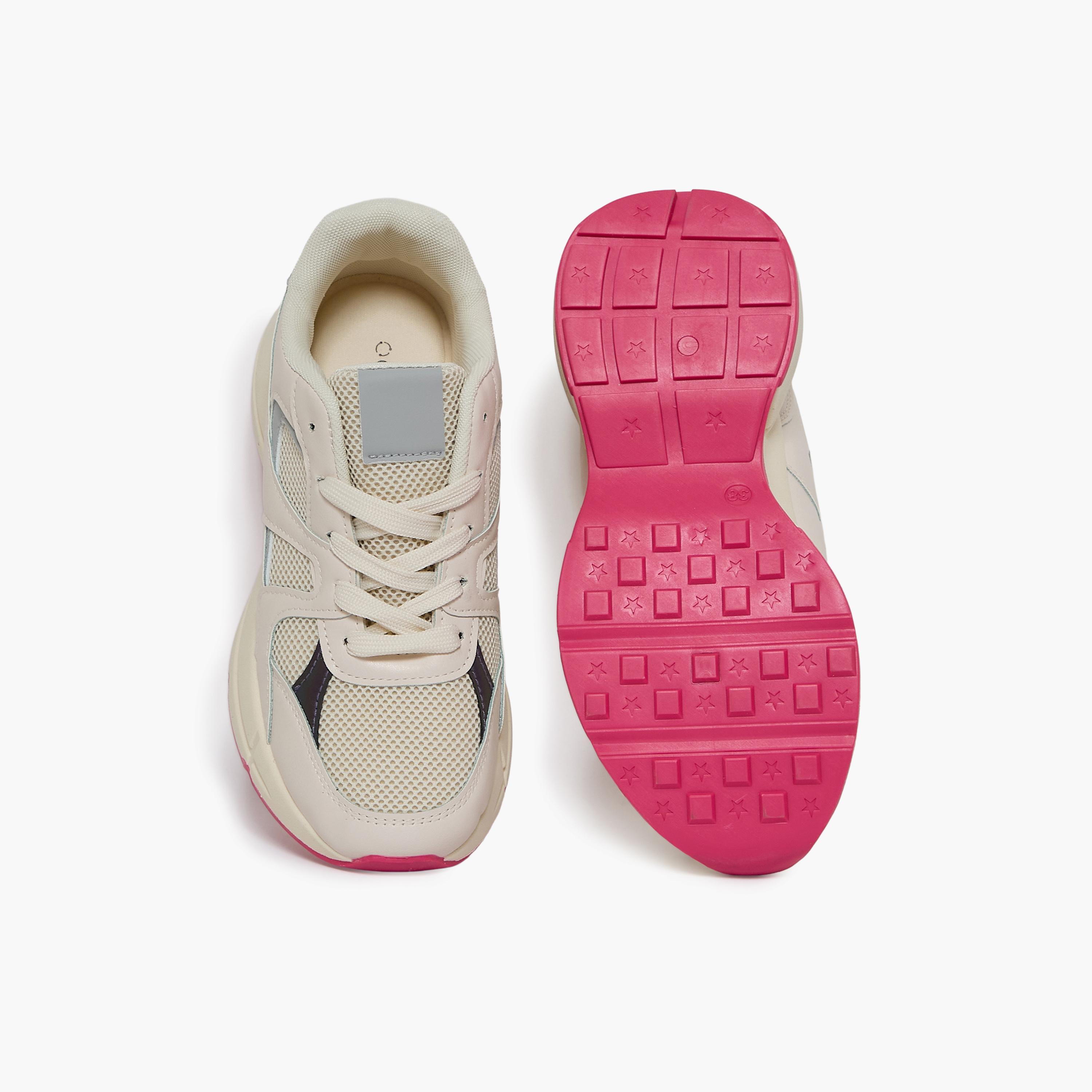 جيومني - حذاء رياضي بينار برباط نعل سميك كاحل منخفض للنساء | 615TF311-32-GREY-women-shoes-sneakers-image-3