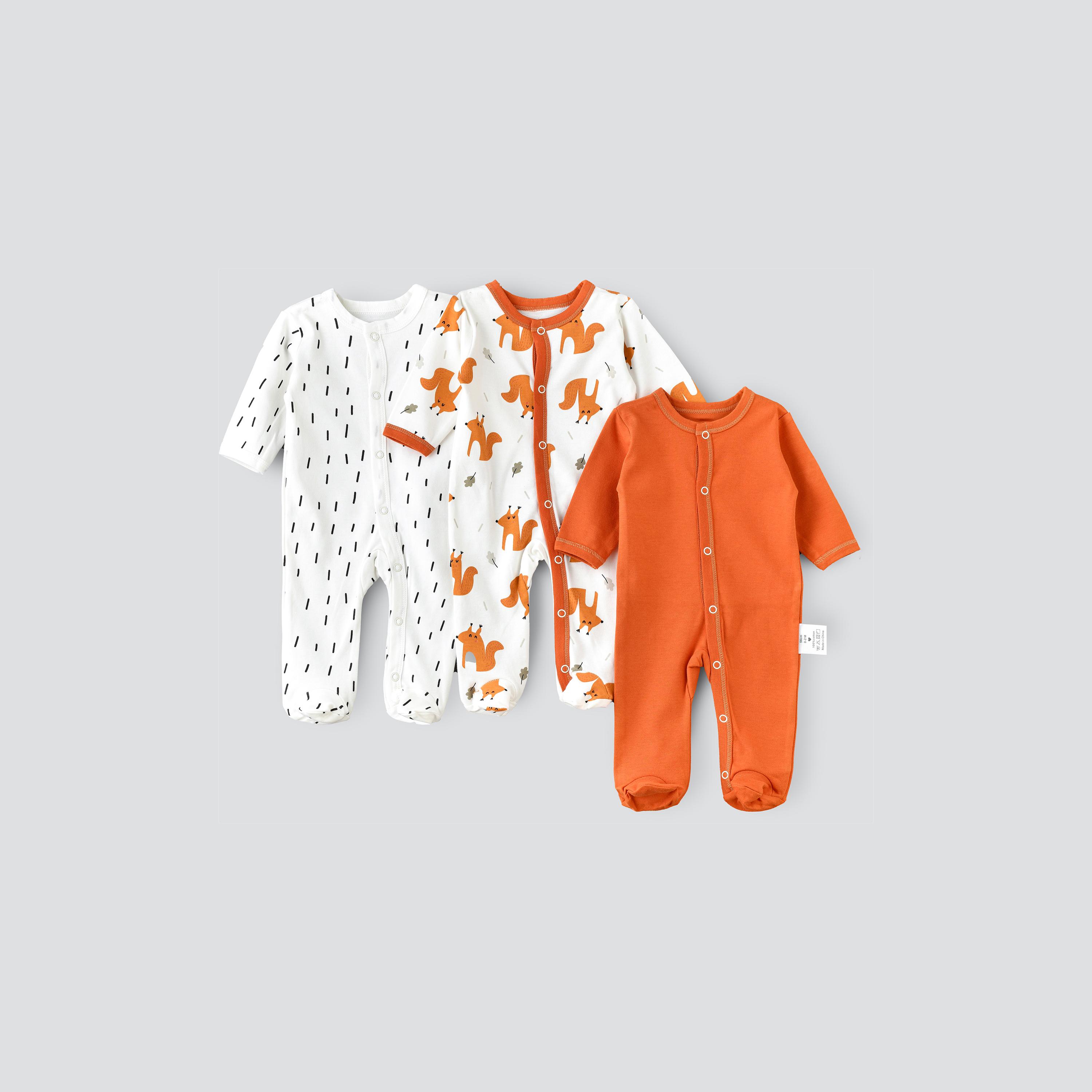 Babyqlo 3-Piece Rustic Forest Friends Printed Rompers-baby-boys-clothing-multipacks-image-1