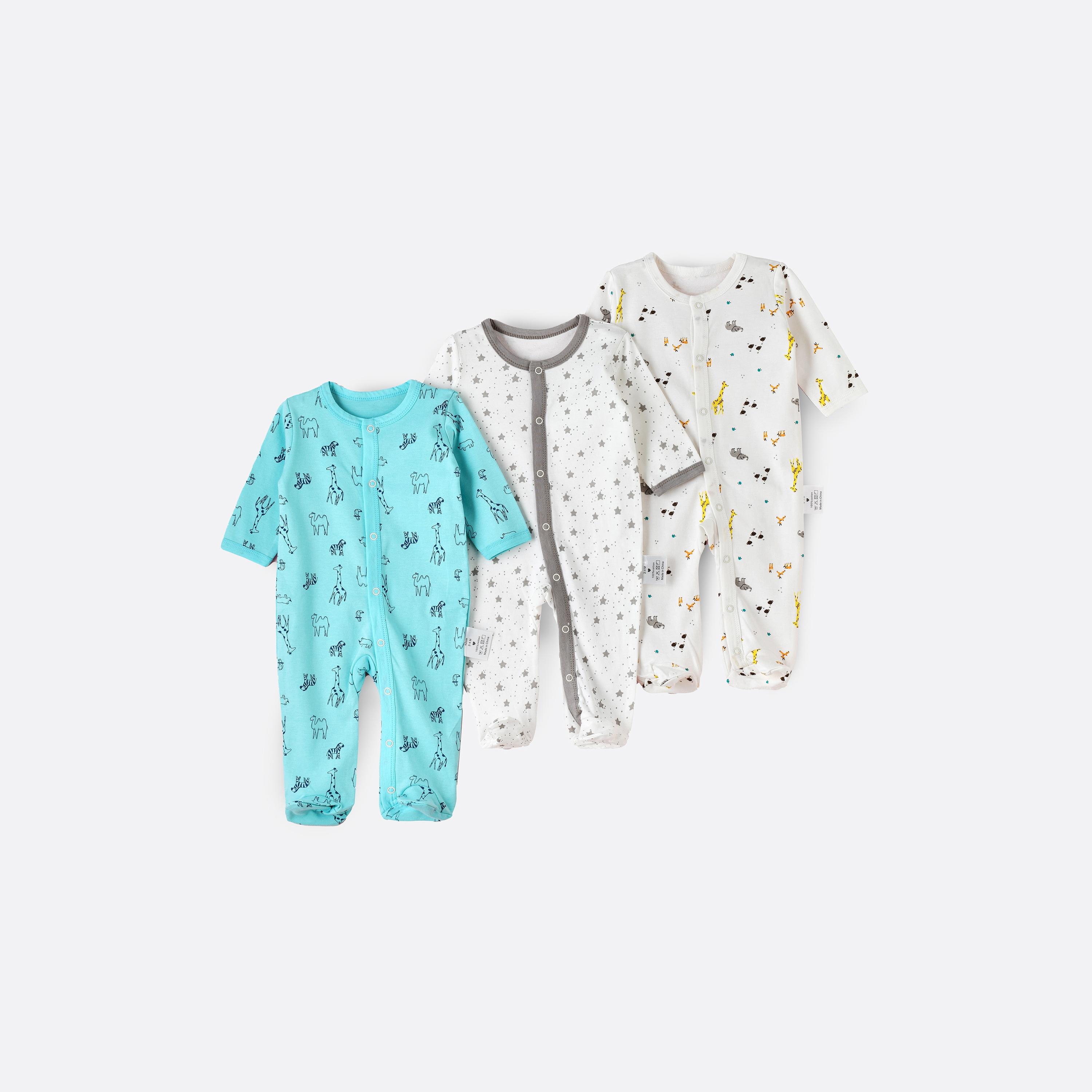 Babyqlo 3-Piece Safari Animal Adventure Printed Rompers-baby-boys-clothing-multipacks-image-1