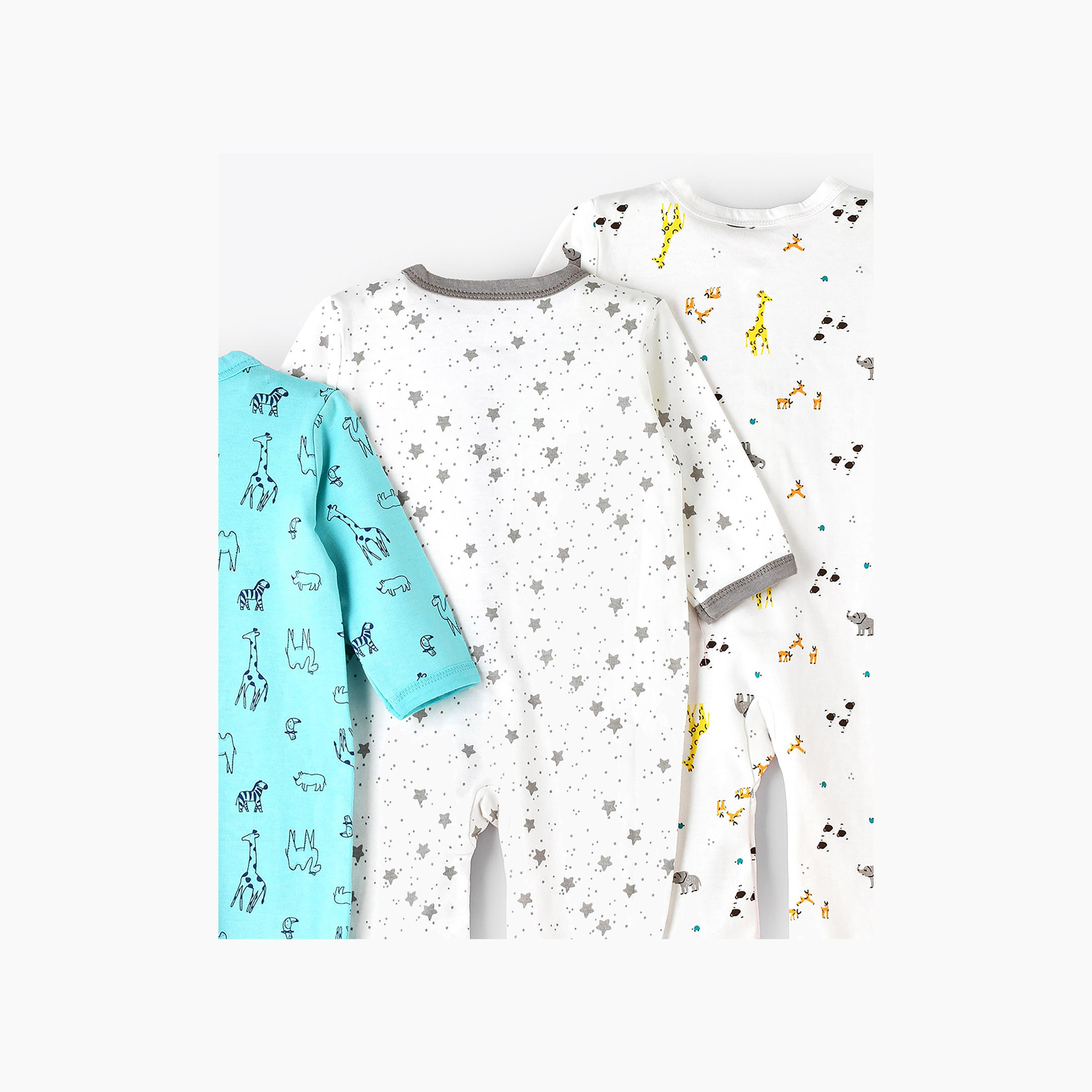 Babyqlo 3-Piece Safari Animal Adventure Printed Rompers-baby-boys-clothing-multipacks-image-2