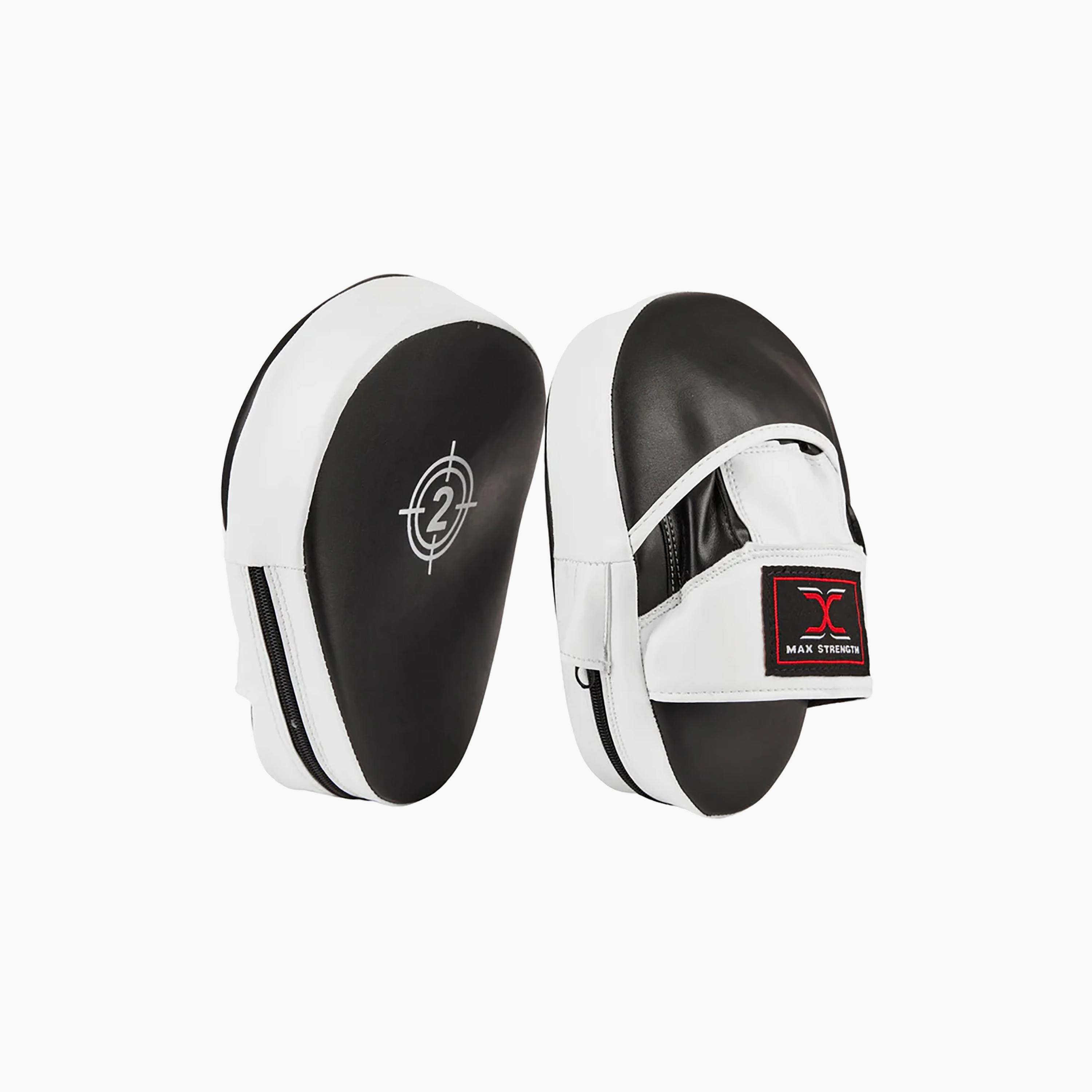 X Maxstrength Boxing Focus Pads Mitts Curved Punching Pad Black & White-sports-gear-gym-image-1