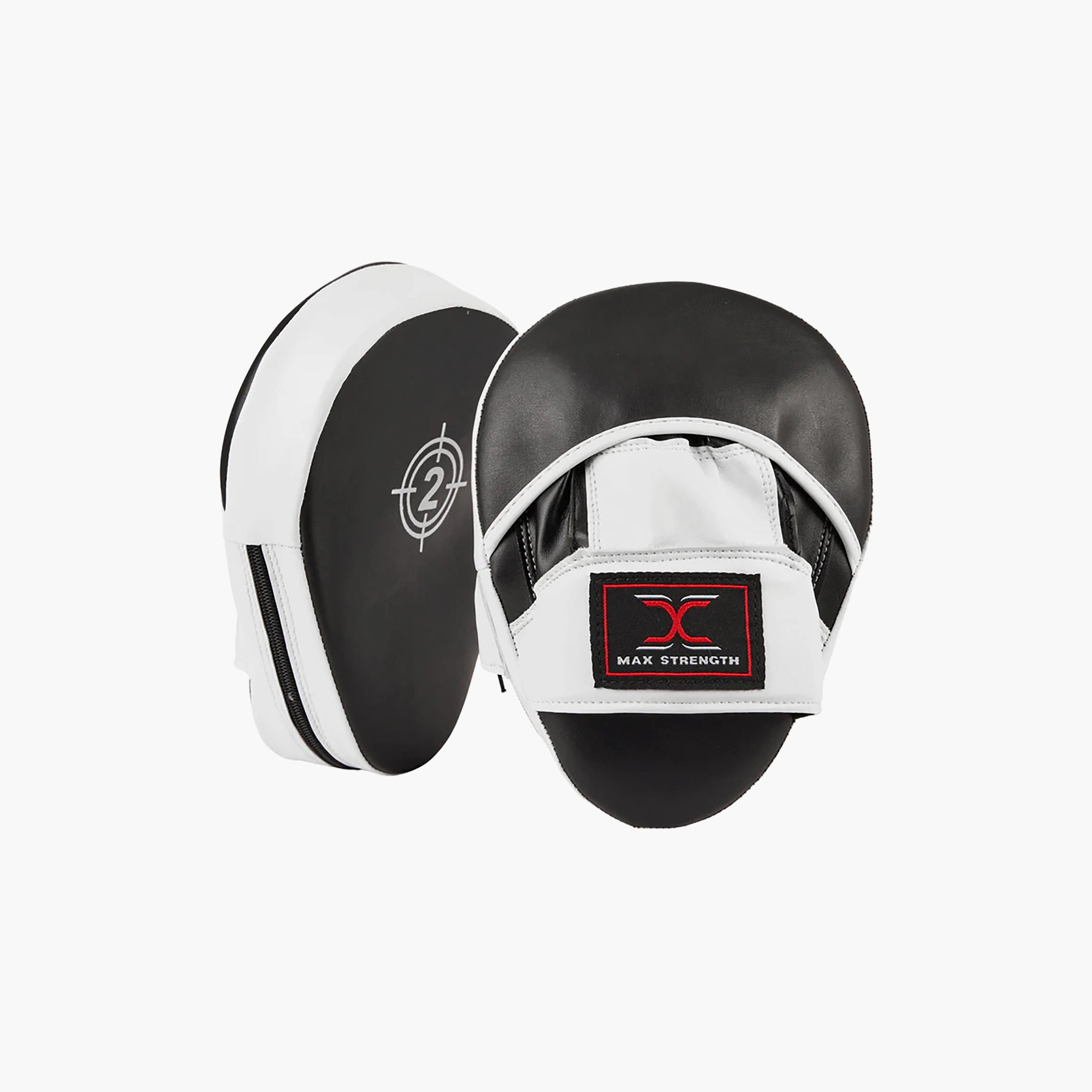 X Maxstrength Boxing Focus Pads Mitts Curved Punching Pad Black & White-sports-gear-gym-image-2