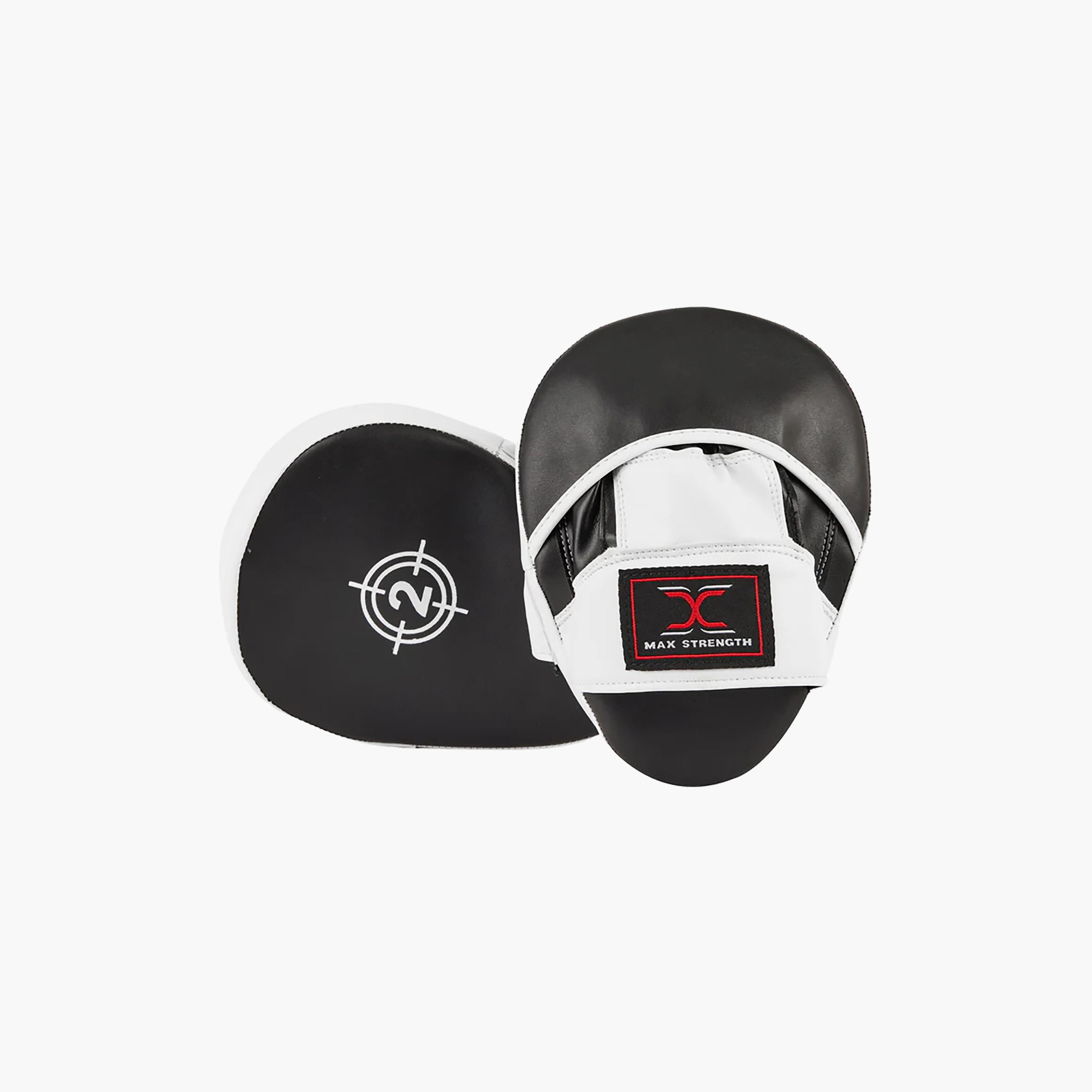 X Maxstrength Boxing Focus Pads Mitts Curved Punching Pad Black & White-sports-gear-gym-image-3