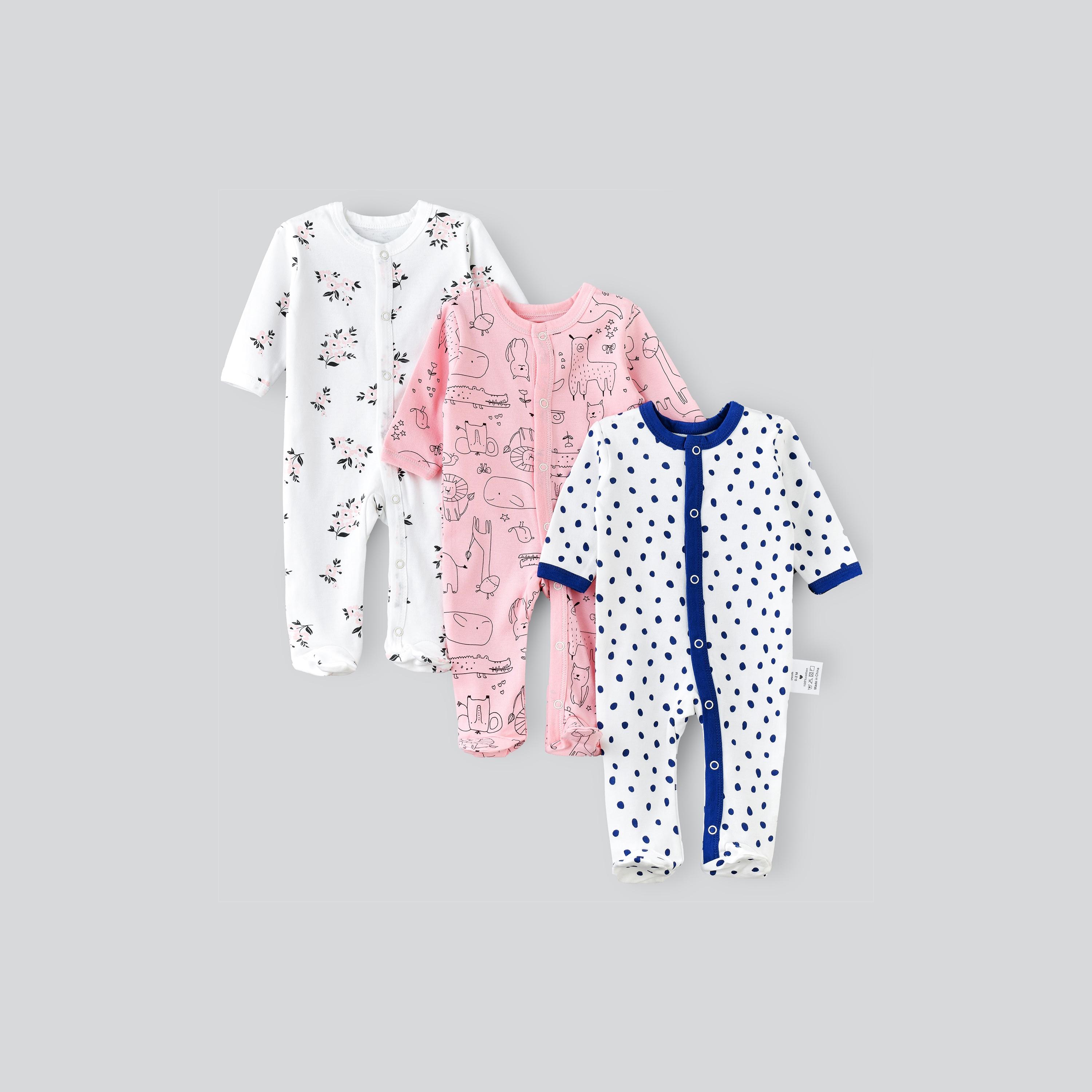 Babyqlo 3-Piece Playful Patterns Printed Rompers-baby-girls-clothing-rompers-image-1