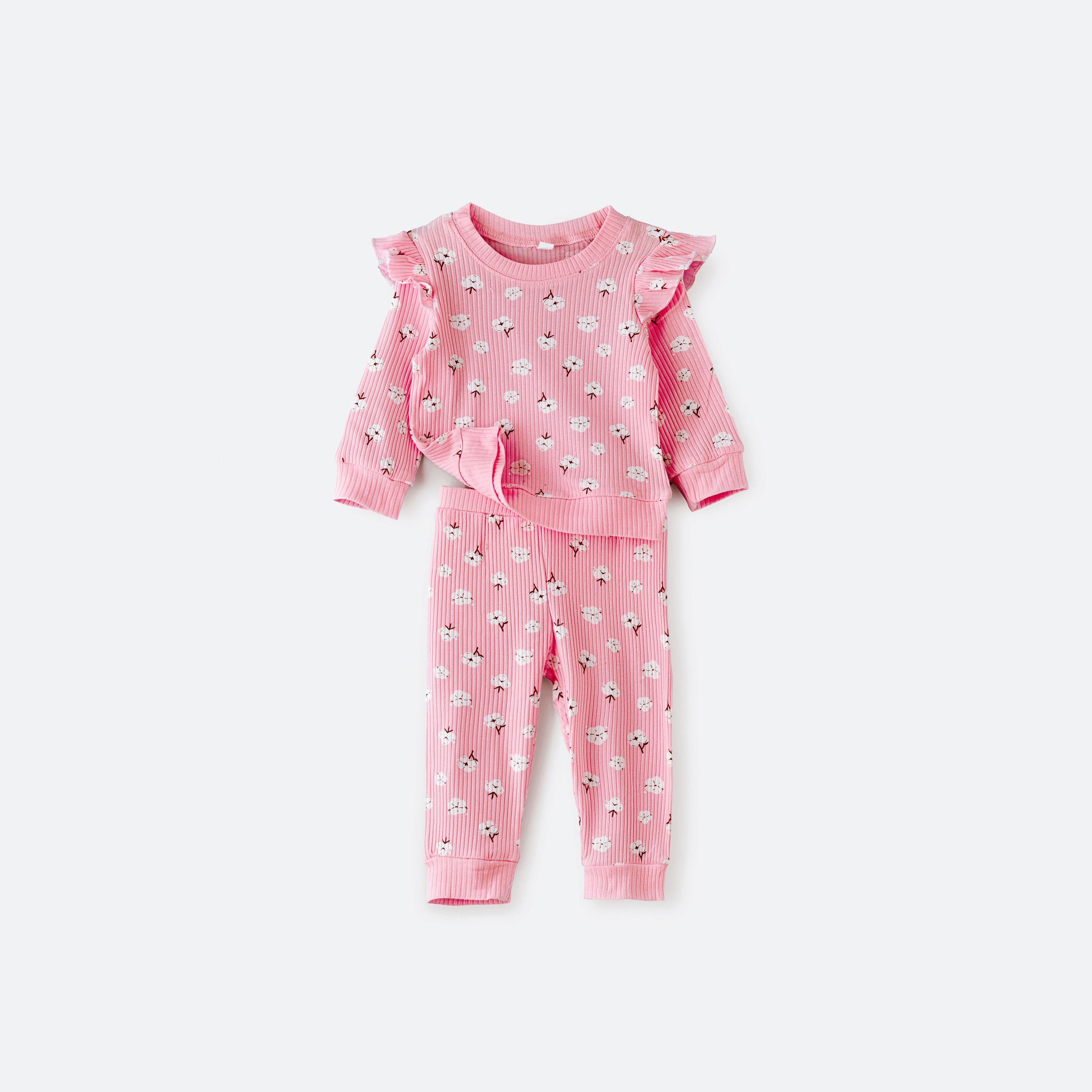 سويت شيرت بأكمام طويلة وطبعة زهور قطعتين مع بنطلون من بيبيكلو-baby-girls-clothing-setsandcoords-image-1