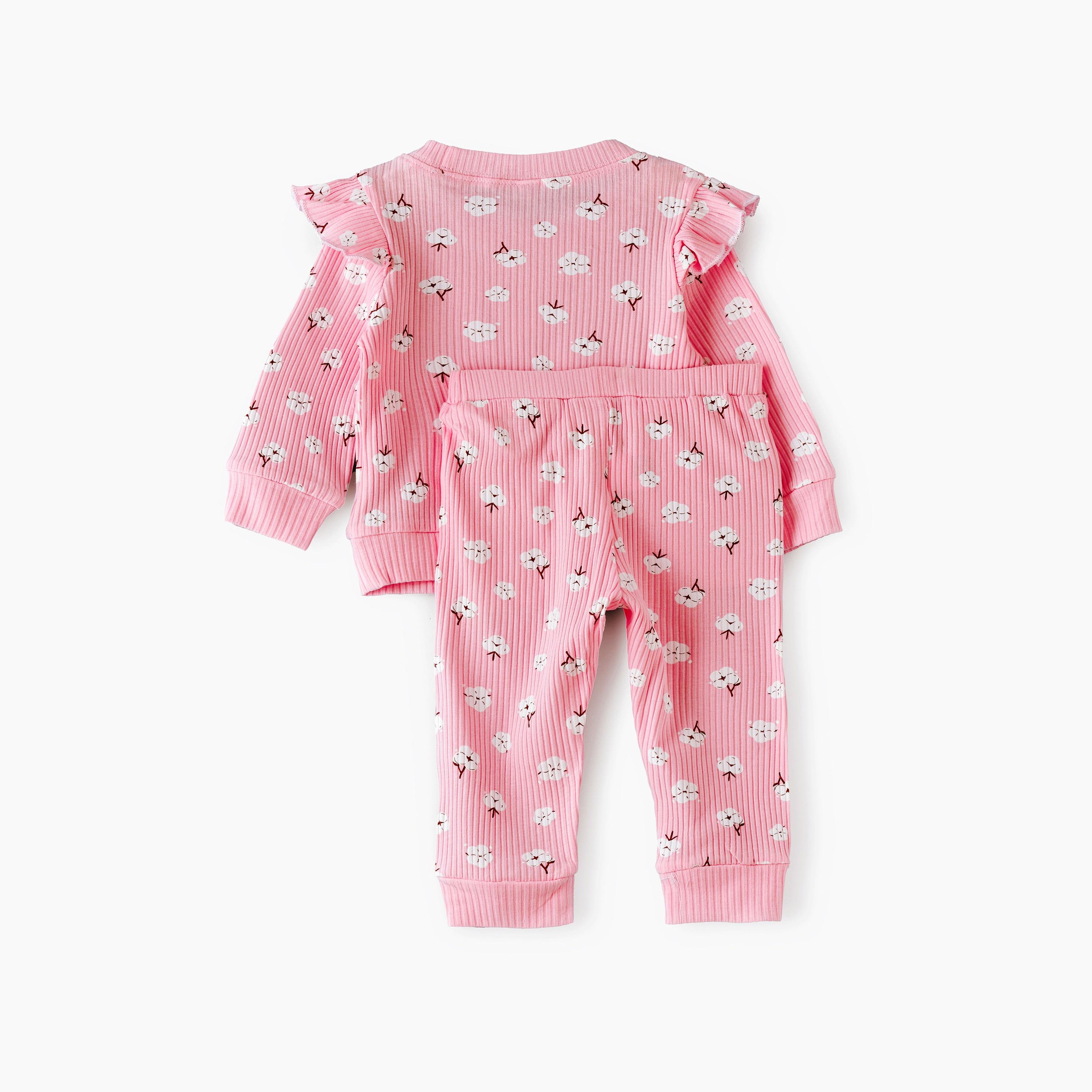 سويت شيرت بأكمام طويلة وطبعة زهور قطعتين مع بنطلون من بيبيكلو-baby-girls-clothing-setsandcoords-image-2