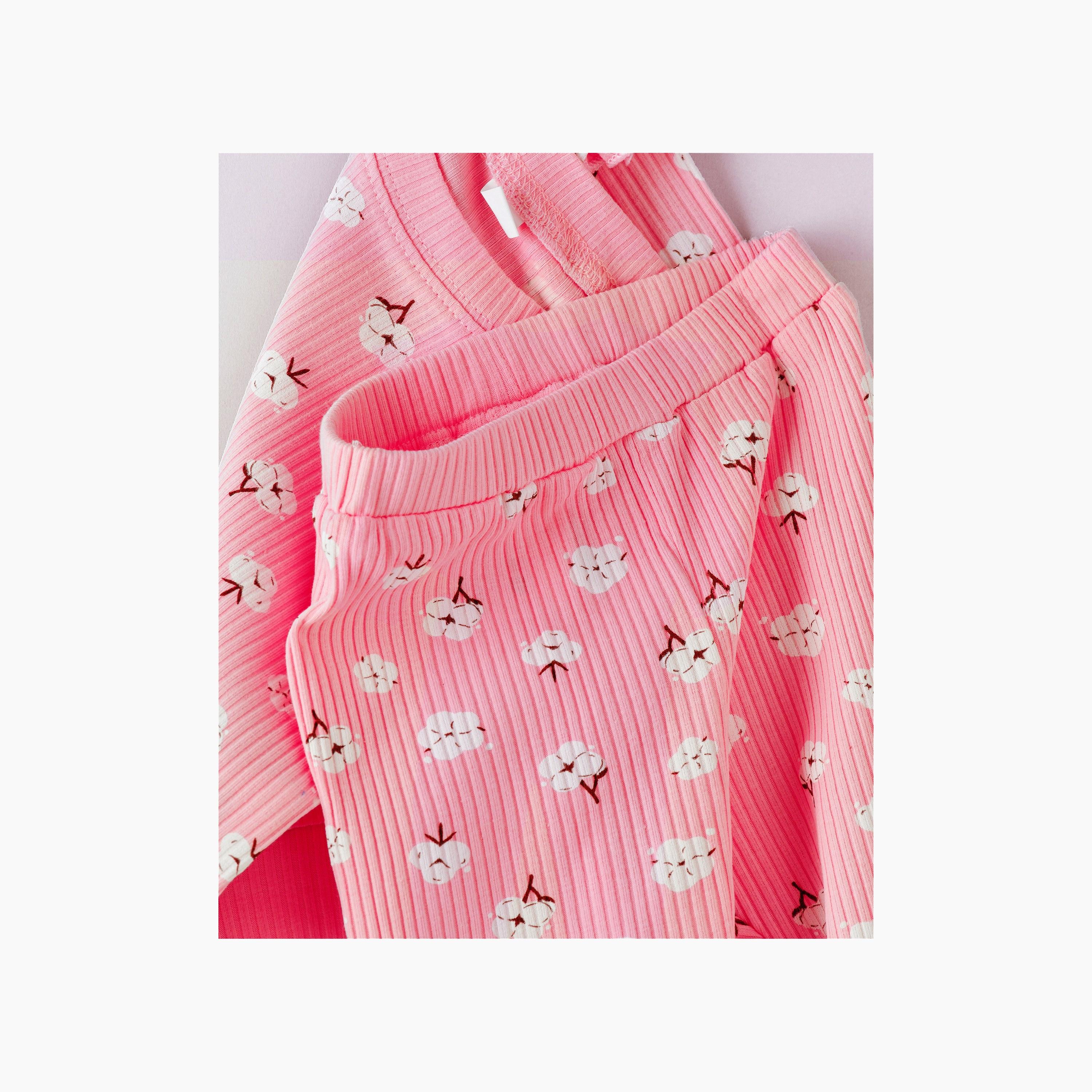 سويت شيرت بأكمام طويلة وطبعة زهور قطعتين مع بنطلون من بيبيكلو-baby-girls-clothing-setsandcoords-image-3