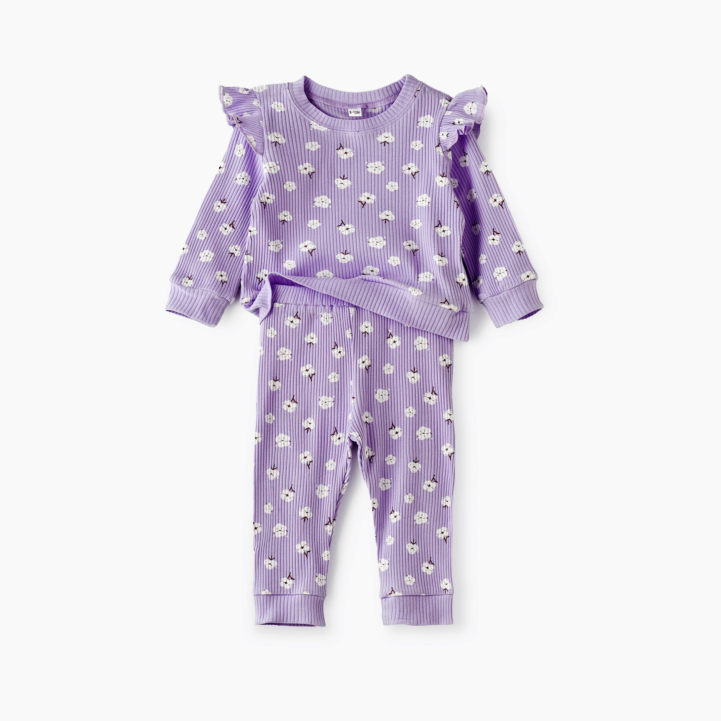 سويت شيرت بأكمام طويلة وطبعة زهور قطعتين مع بنطلون من بيبيكلو-baby-girls-clothing-setsandcoords-image-1