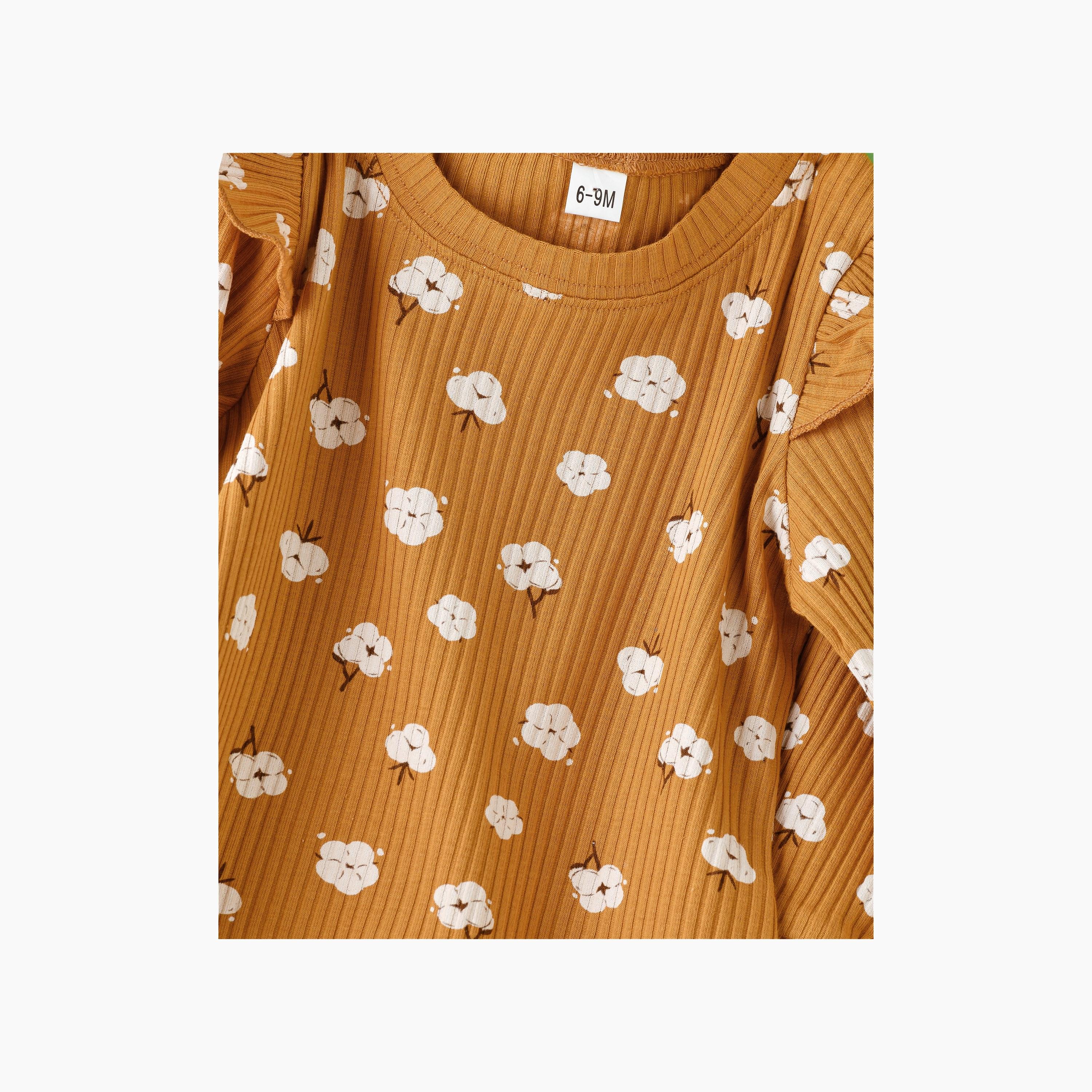 سويت شيرت بأكمام طويلة وطبعة زهور قطعتين مع بنطلون من بيبيكلو-baby-girls-clothing-setsandcoords-image-2