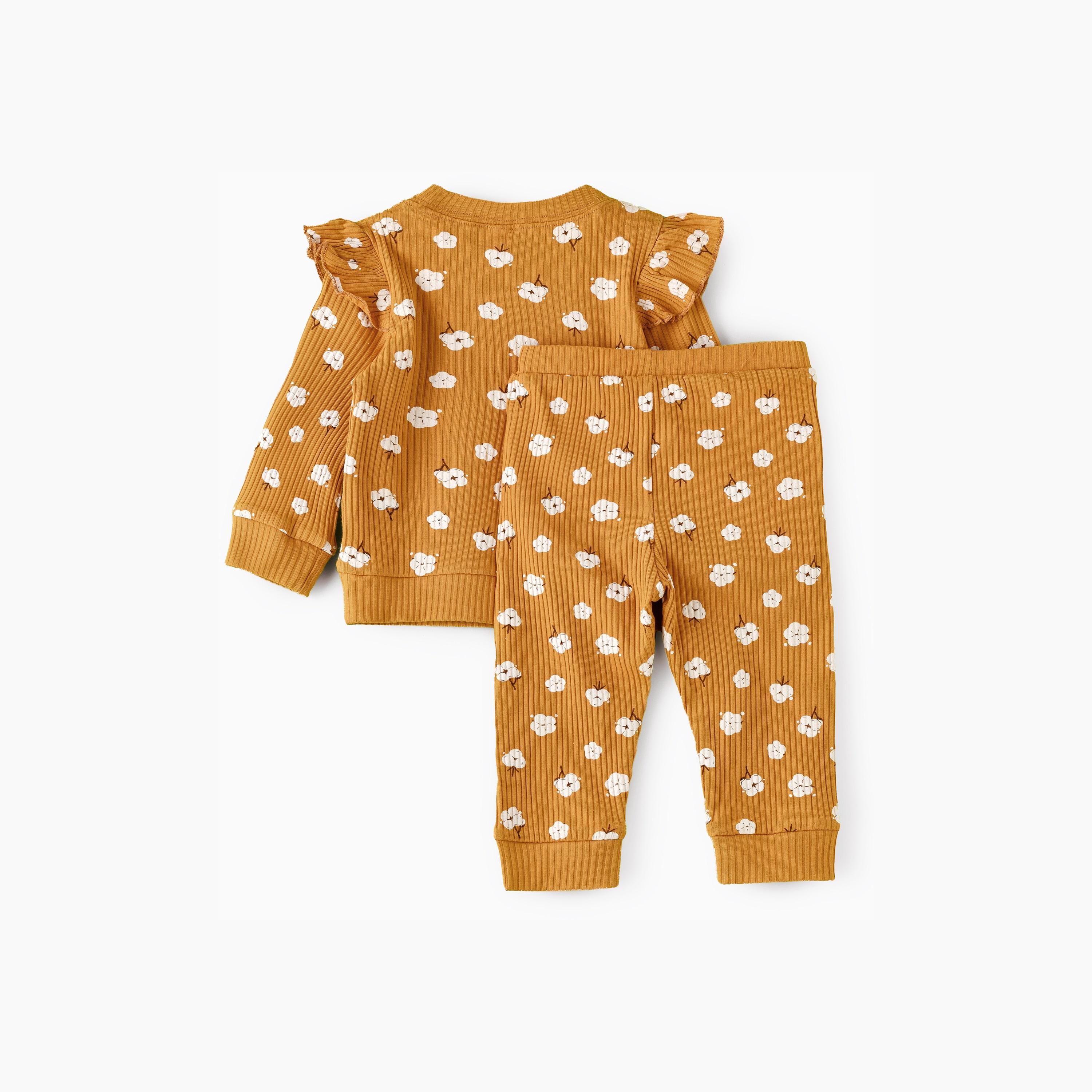 سويت شيرت بأكمام طويلة وطبعة زهور قطعتين مع بنطلون من بيبيكلو-baby-girls-clothing-setsandcoords-image-3