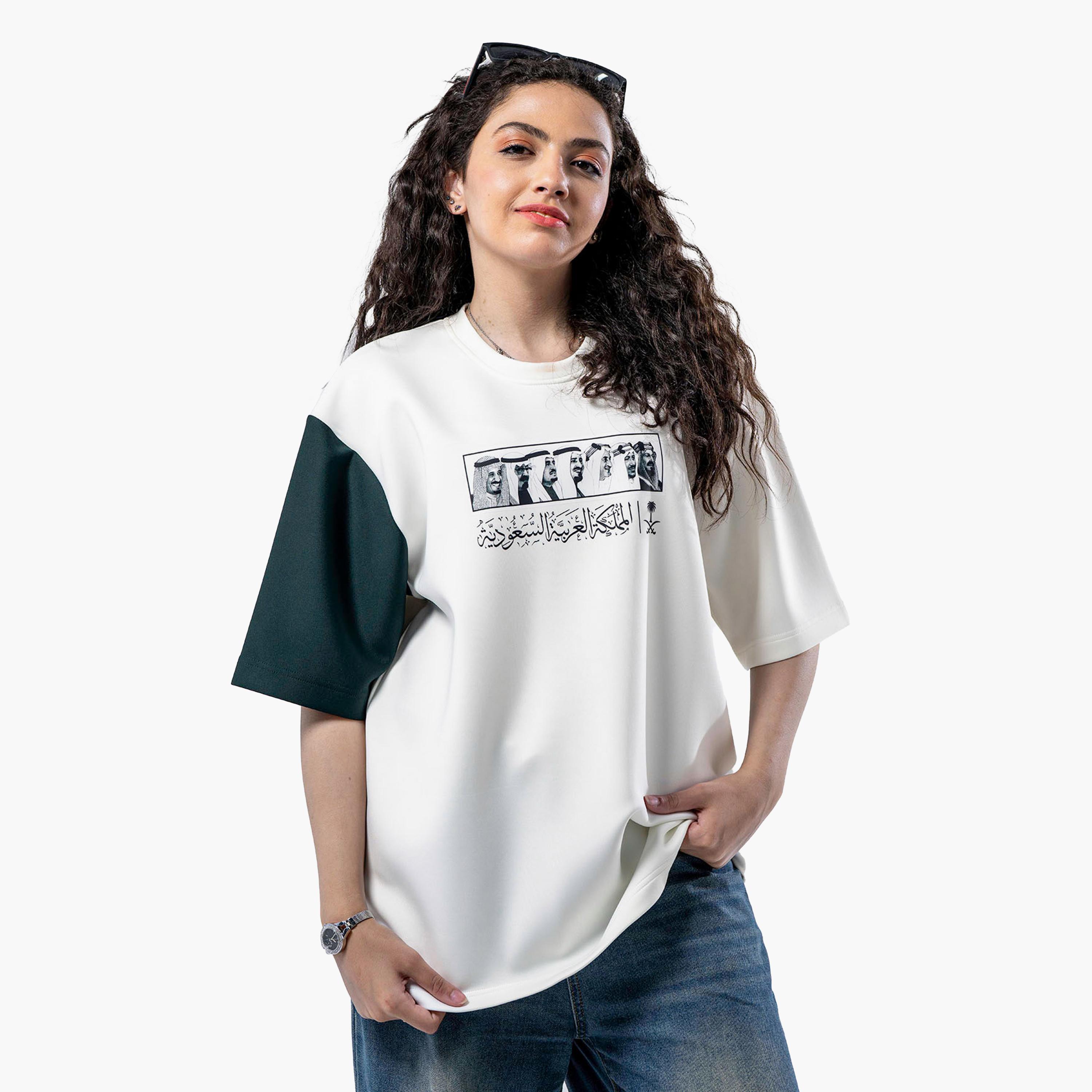 sanefn White and Green KSA National Day Graphic Print Women's T-Shirt-women-clothing-tshirts-image-1