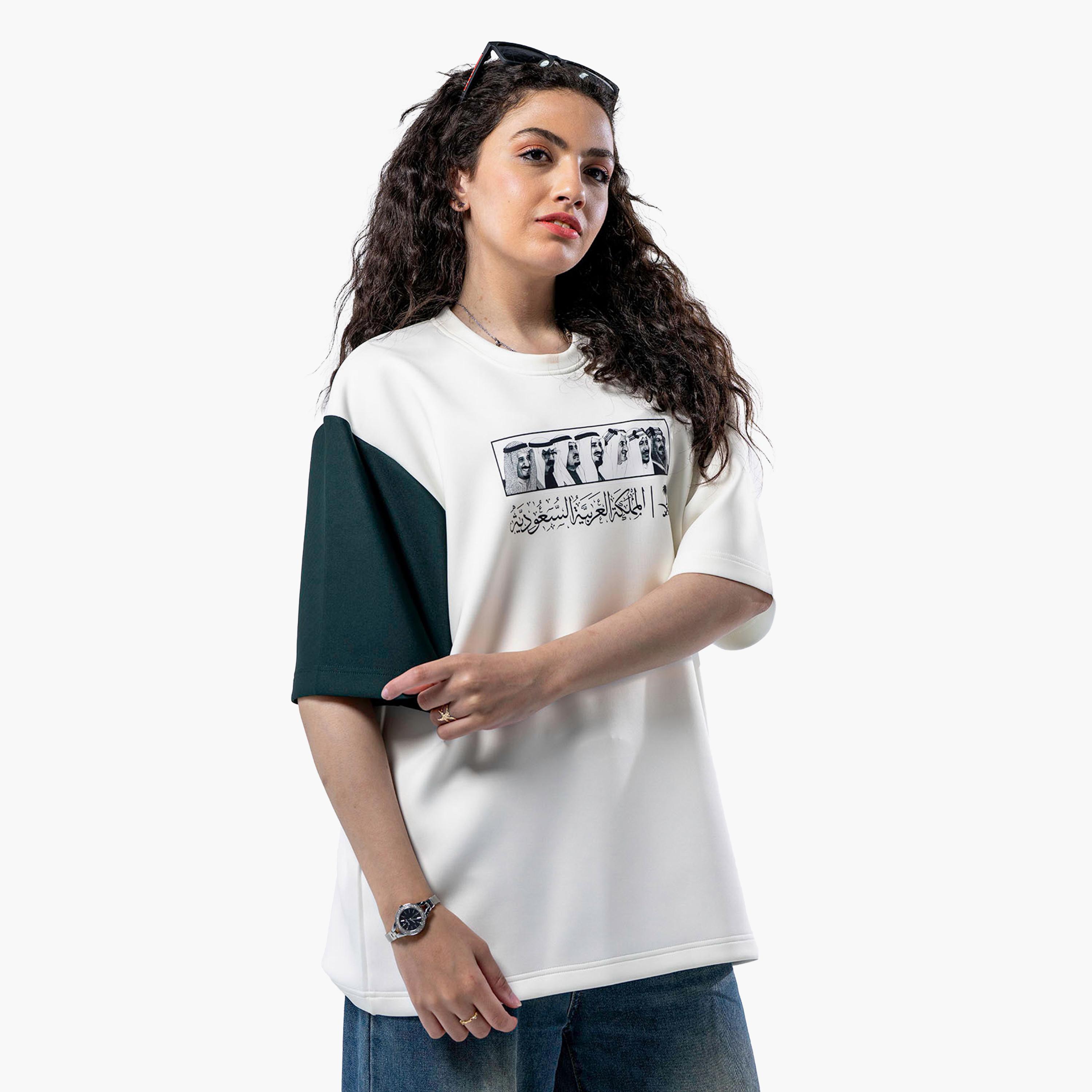 sanefn White and Green KSA National Day Graphic Print Women's T-Shirt-women-clothing-tshirts-image-2