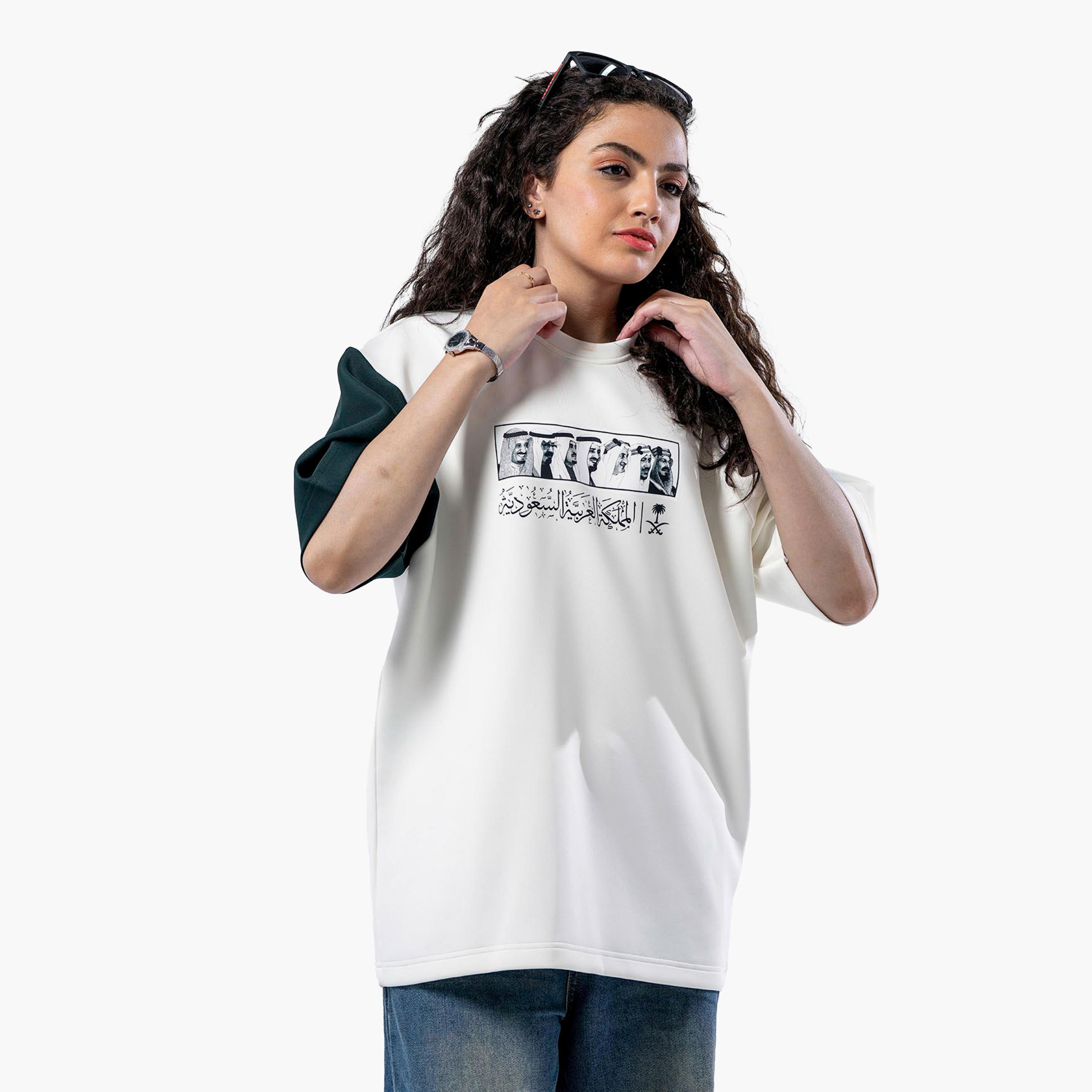 sanefn White and Green KSA National Day Graphic Print Women's T-Shirt-women-clothing-tshirts-image-3