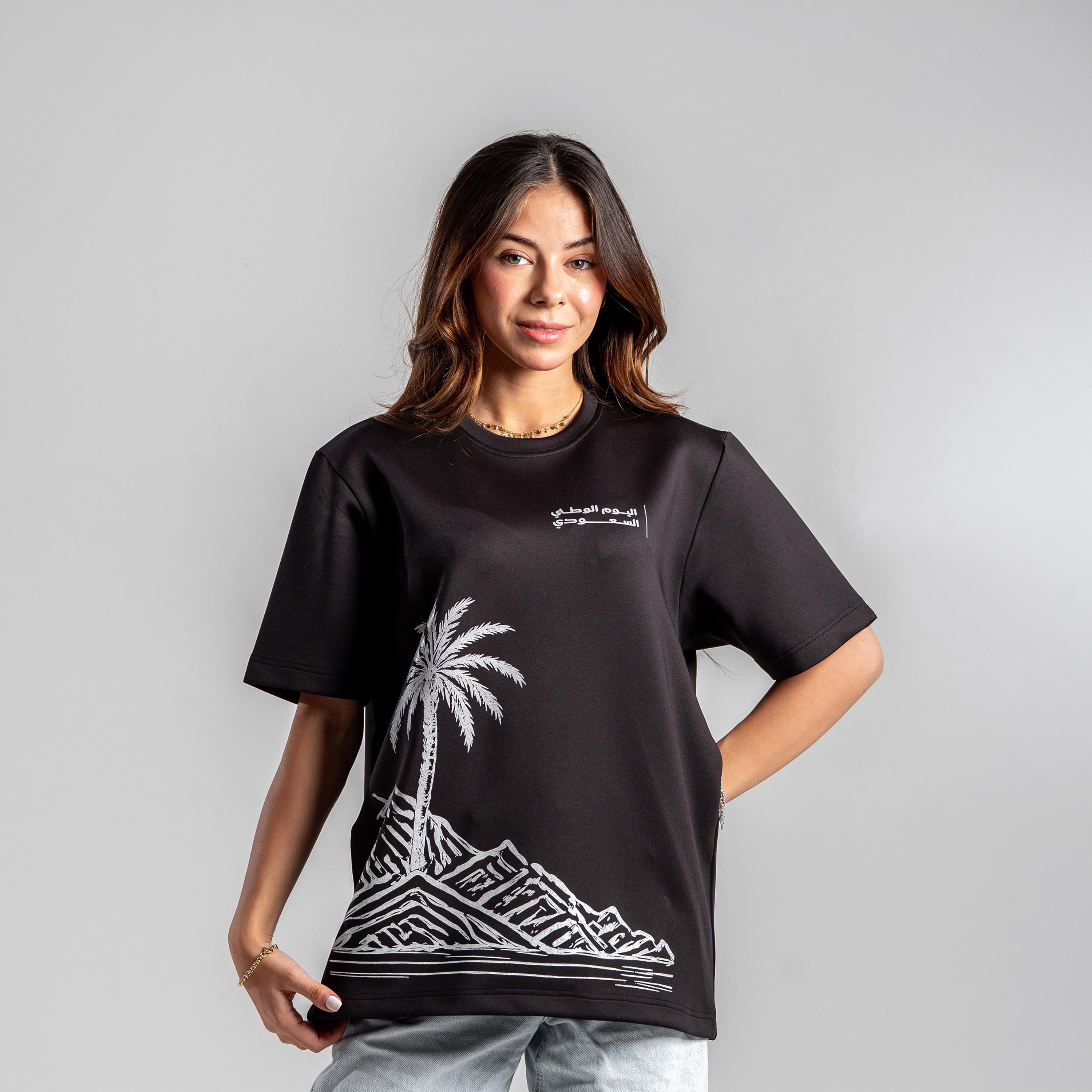sanefn Palm Oasis Print Crew Neck Short Sleeves Women's National Day T-Shirt-women-clothing-tshirts-image-2