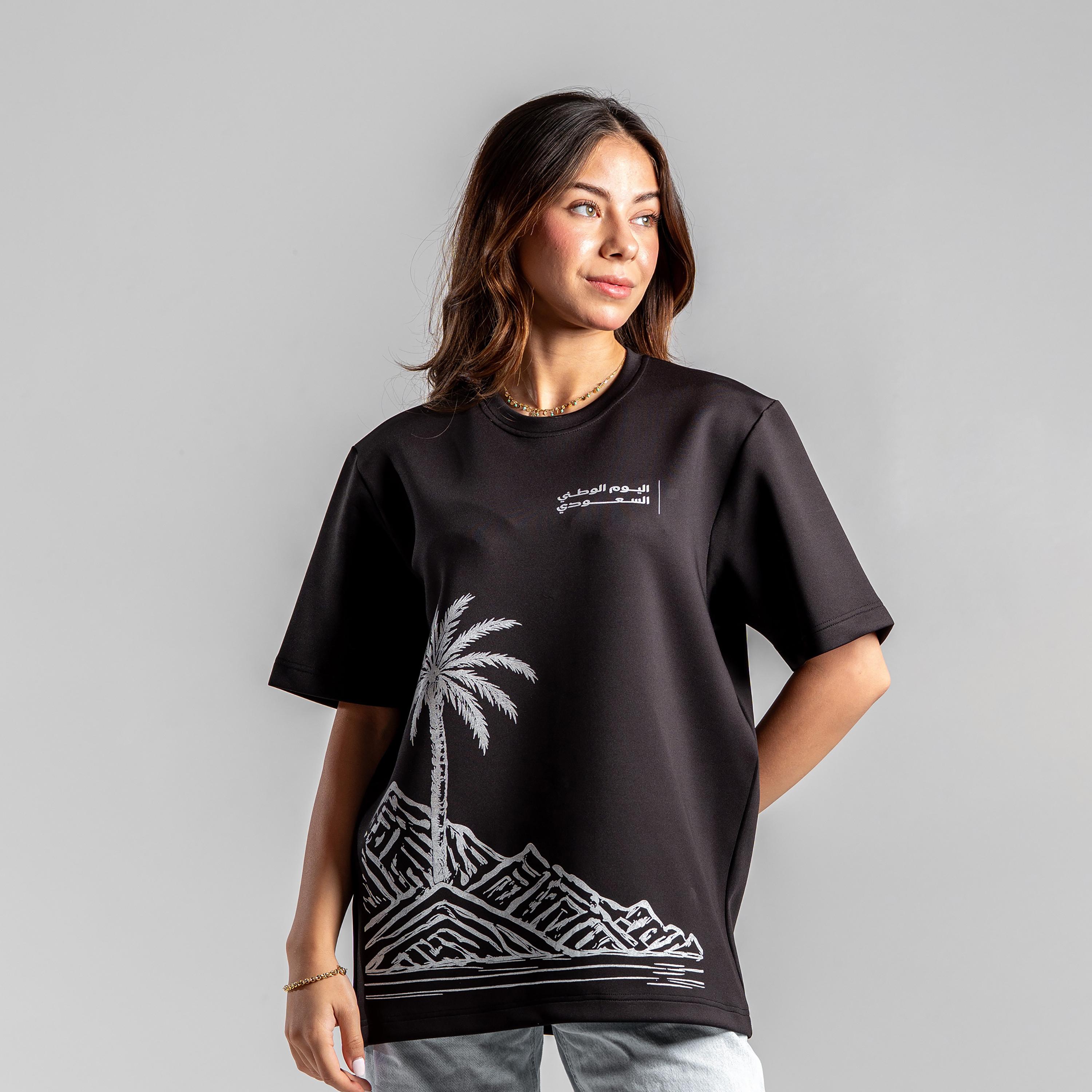 sanefn Palm Oasis Print Crew Neck Short Sleeves Women's National Day T-Shirt-women-clothing-tshirts-image-4