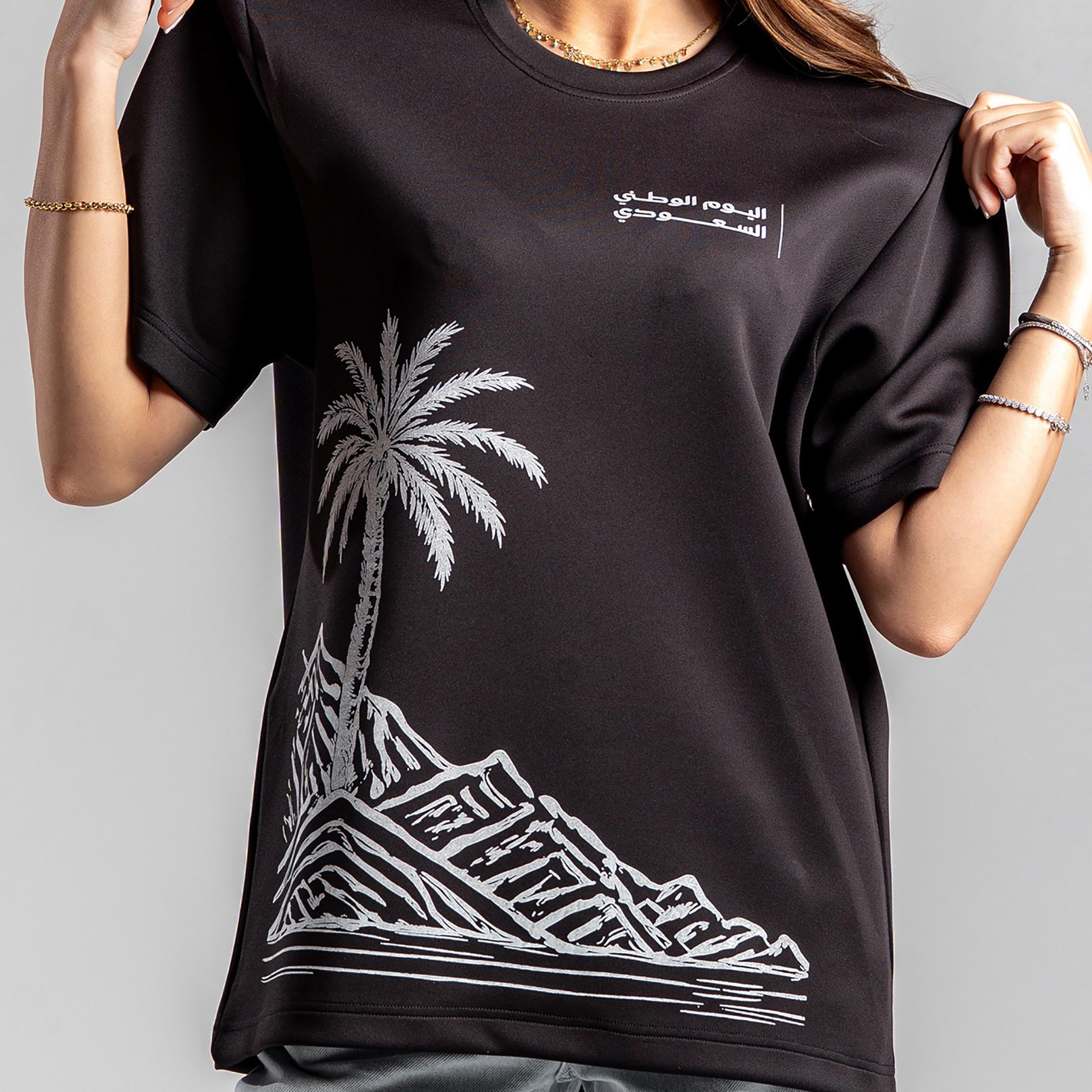 sanefn Palm Oasis Print Crew Neck Short Sleeves Women's National Day T-Shirt-women-clothing-tshirts-image-5