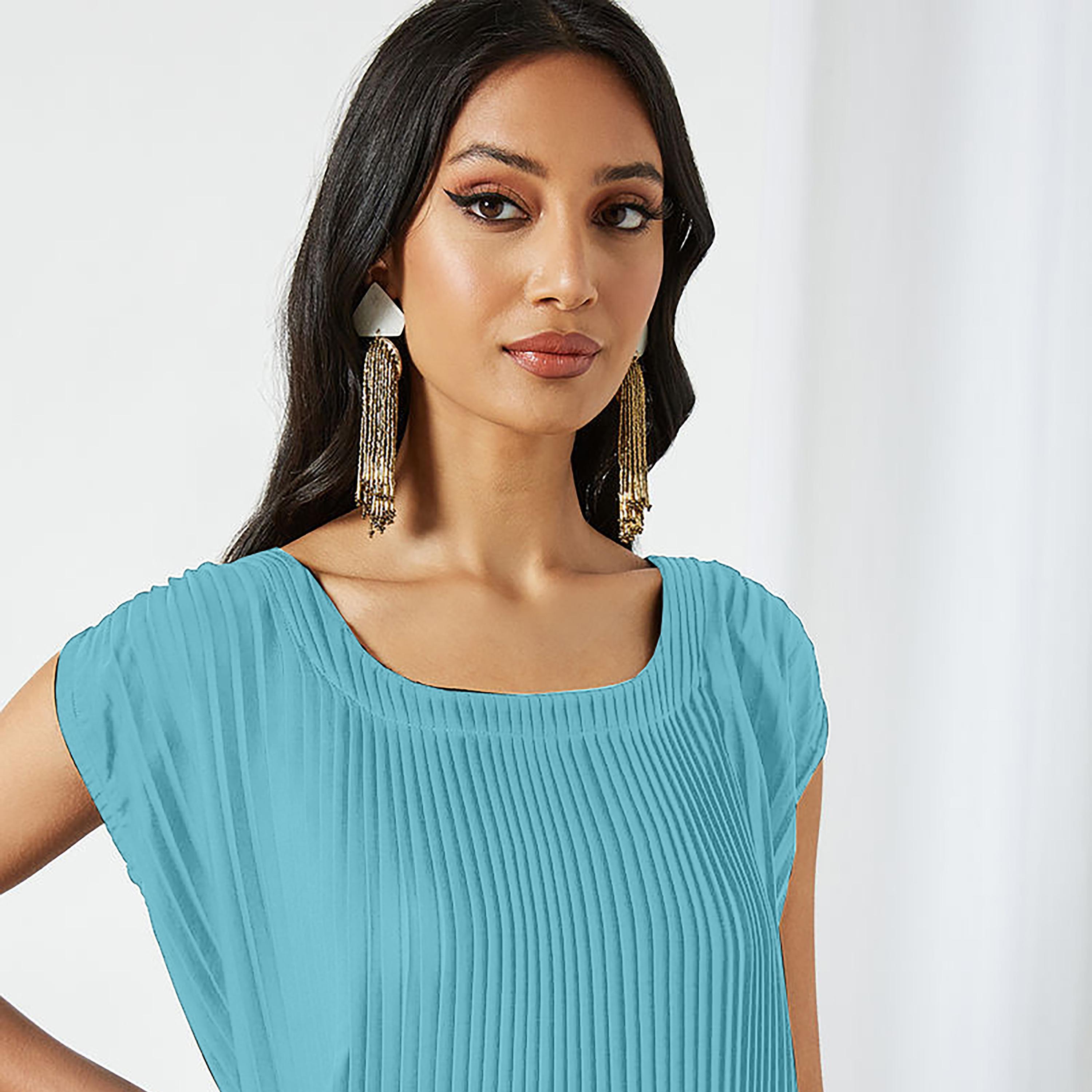 فستان داخلي من قماش الكريب نيدا بأكمام قصيرة ومطوي للنساء من نخبه-women-arabicclothing-abayainner-image-2
