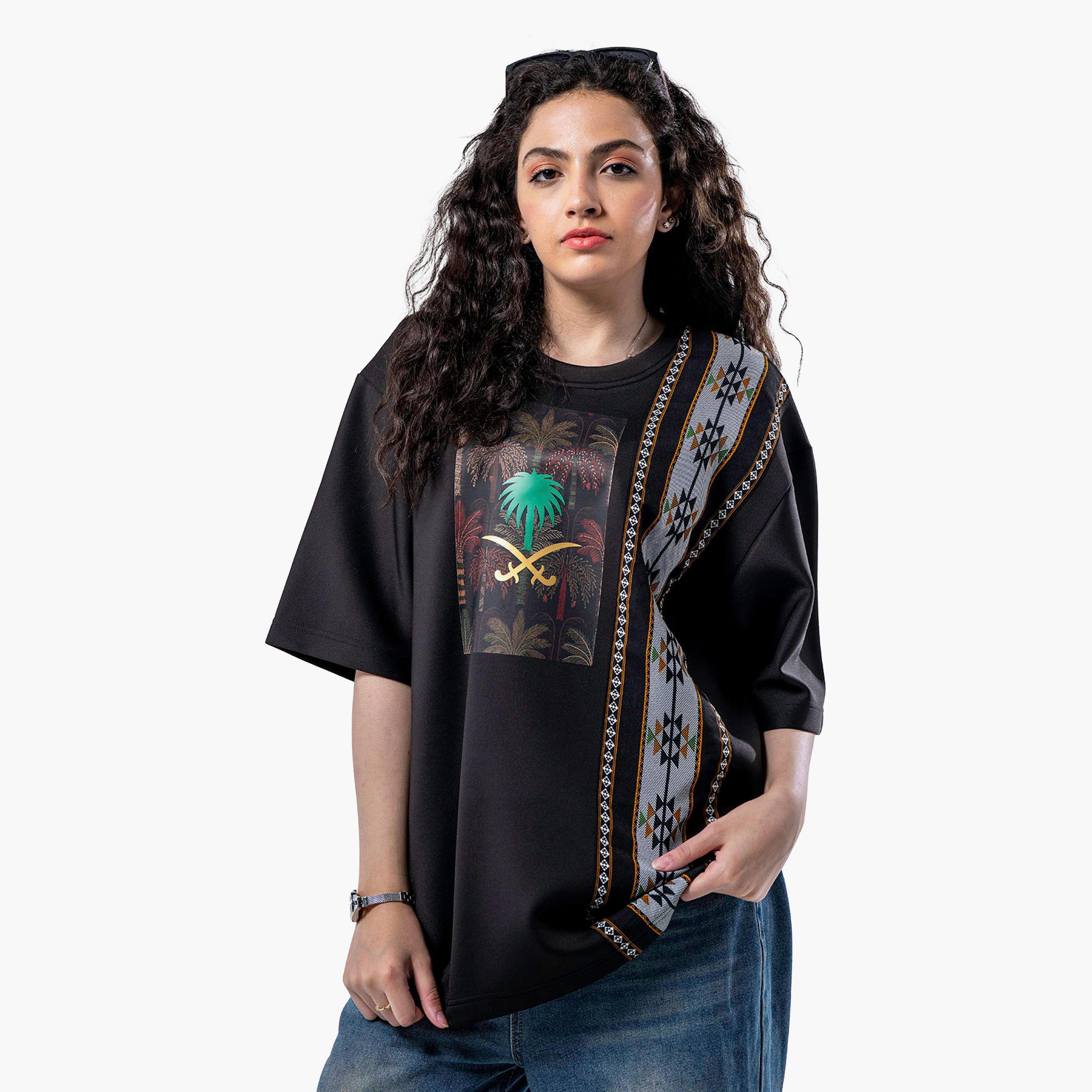 sanefn Black KSA National Day Graphic Print Women's T-Shirt-women-clothing-tshirts-image-1