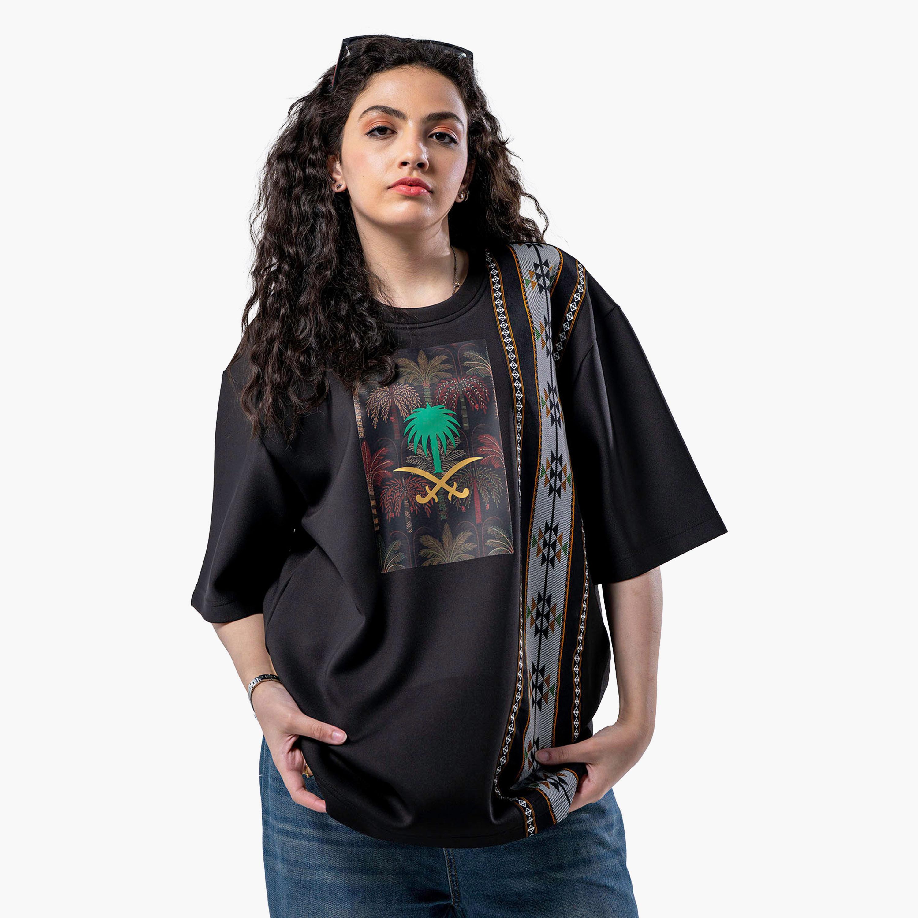 sanefn Black KSA National Day Graphic Print Women's T-Shirt-women-clothing-tshirts-image-3