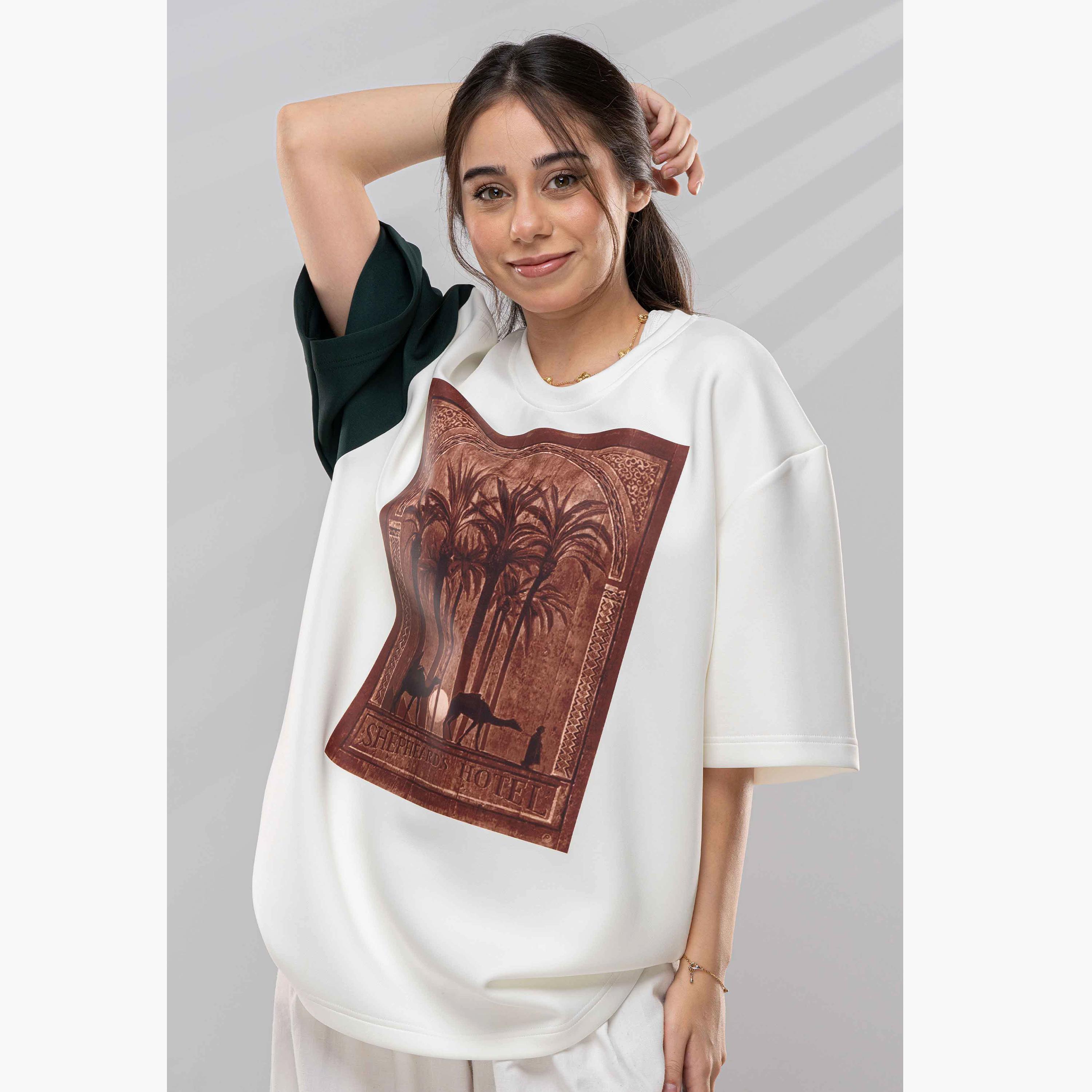 sanefn White and Green KSA National Day Graphic Print Women's T-Shirt-women-clothing-tshirts-image-1