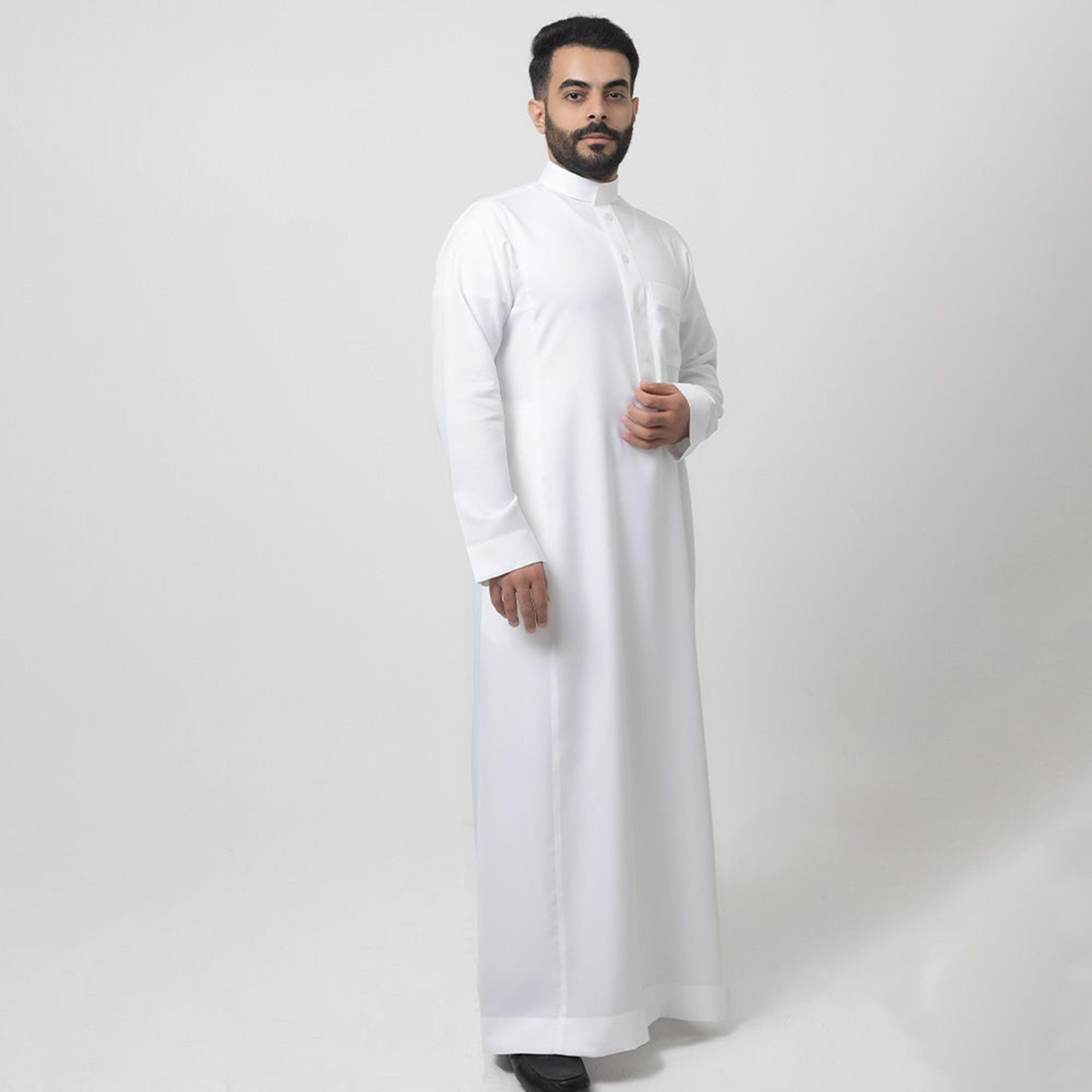 Al Aseel Cream Saudi Thobe-men-arabicclothing-thobes-image-1