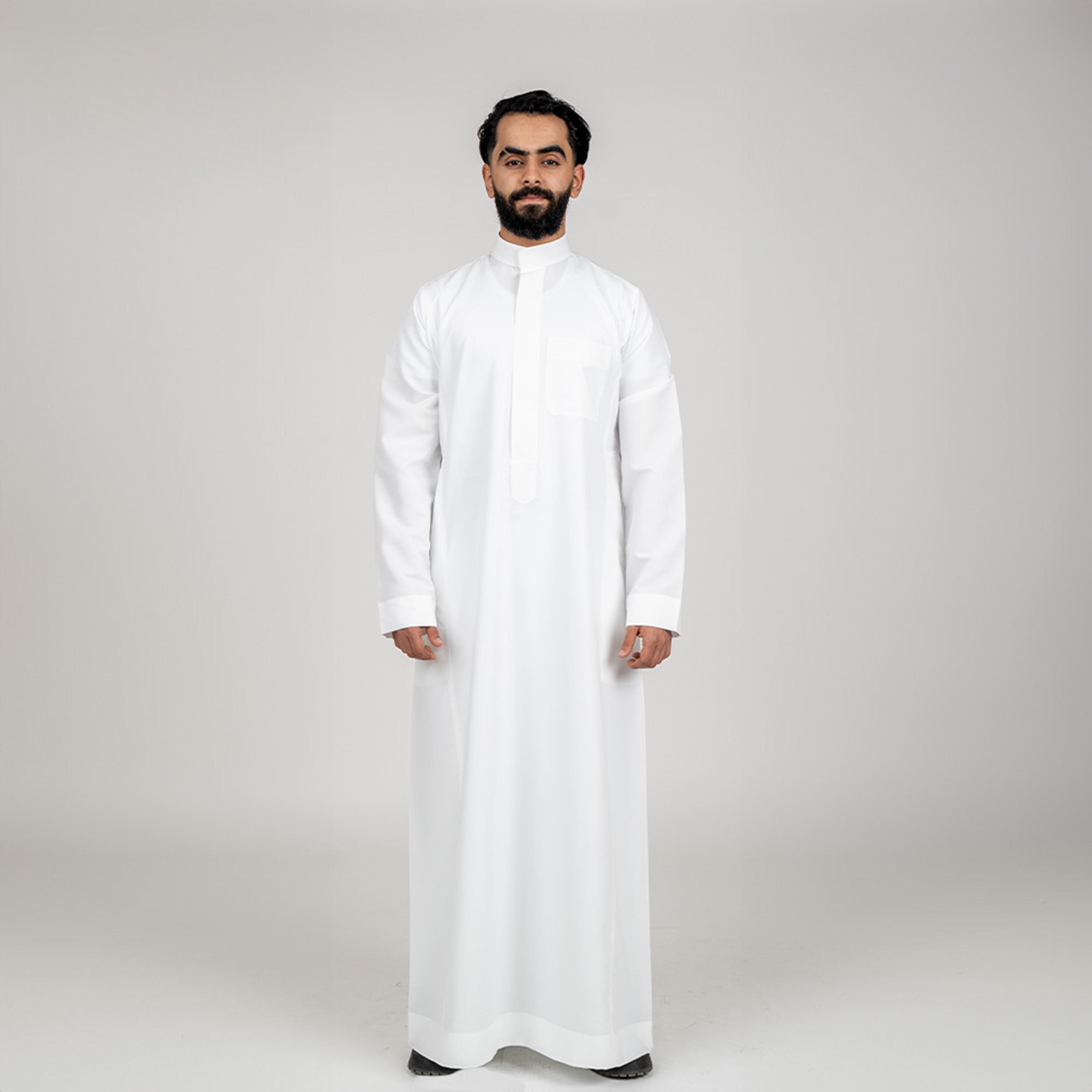 Al Aseel Cream Saudi Thobe with Hidden Zipper-men-arabicclothing-thobes-image-1