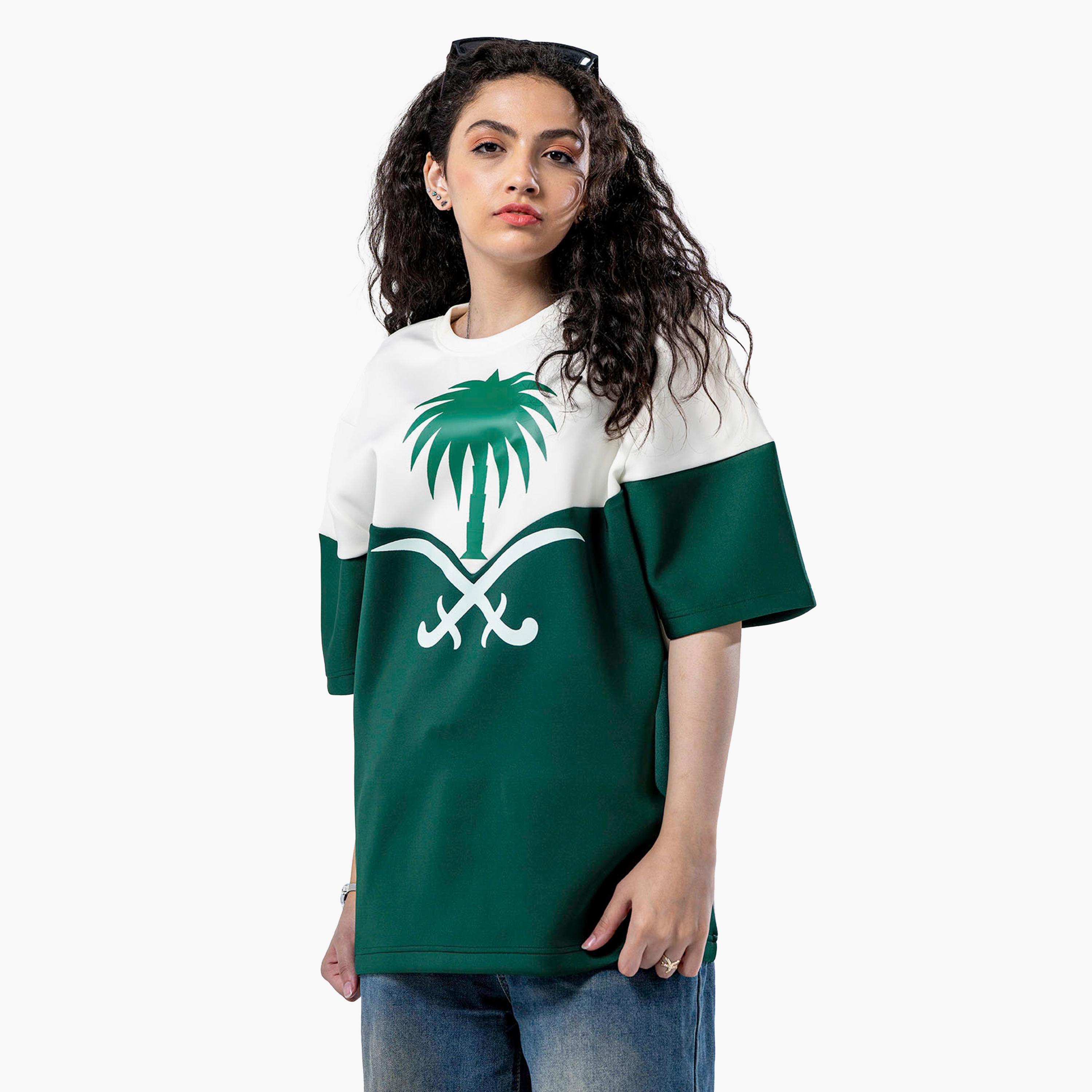 sanefn White and Green KSA National Day Graphic Print Women's T-Shirt-women-clothing-tshirts-image-3