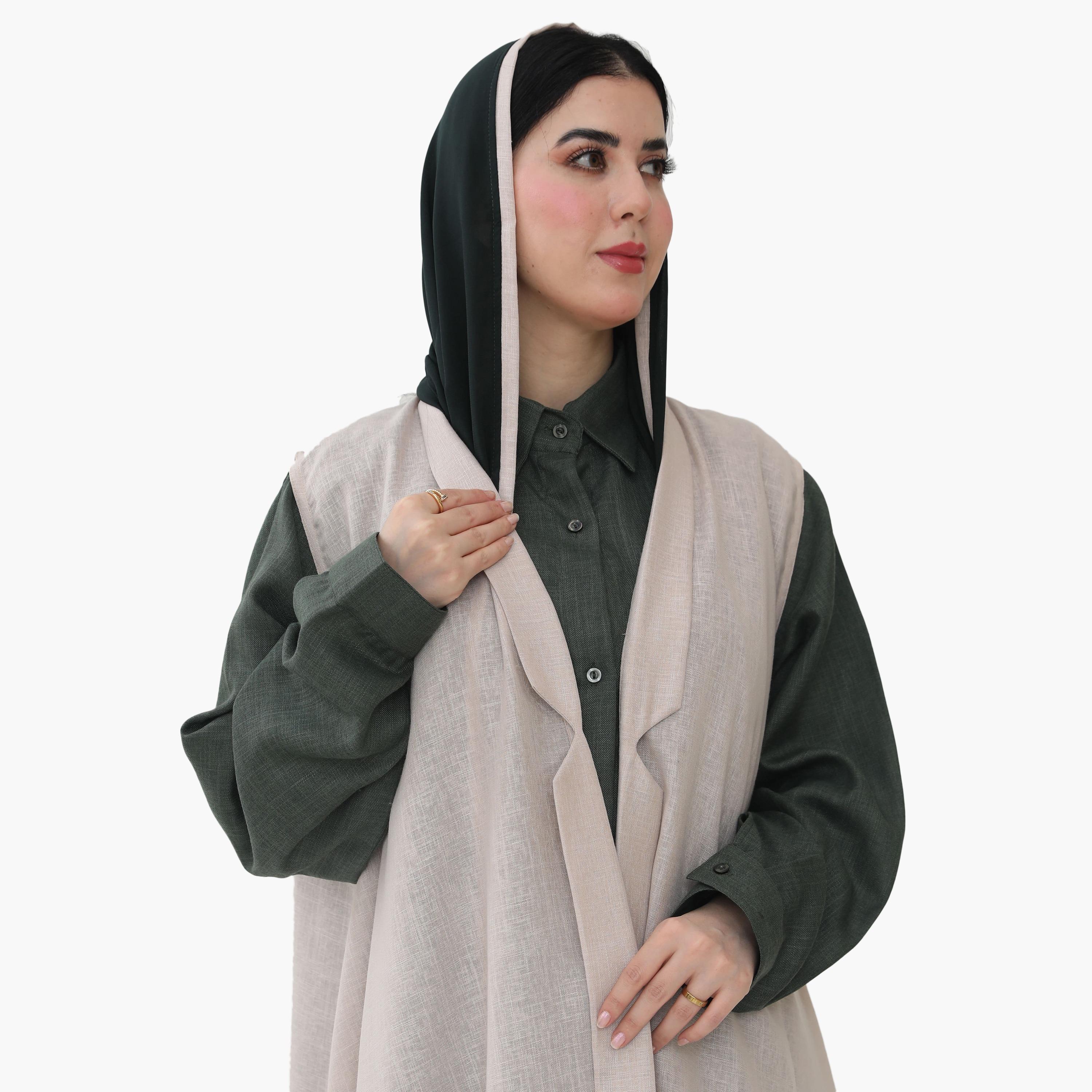 Elegant Hijab Multicolour Collared Crepe Women's Formal Shirt Style Half Cloche Abaya with Jacket-women-arabicclothing-abayas-image-2