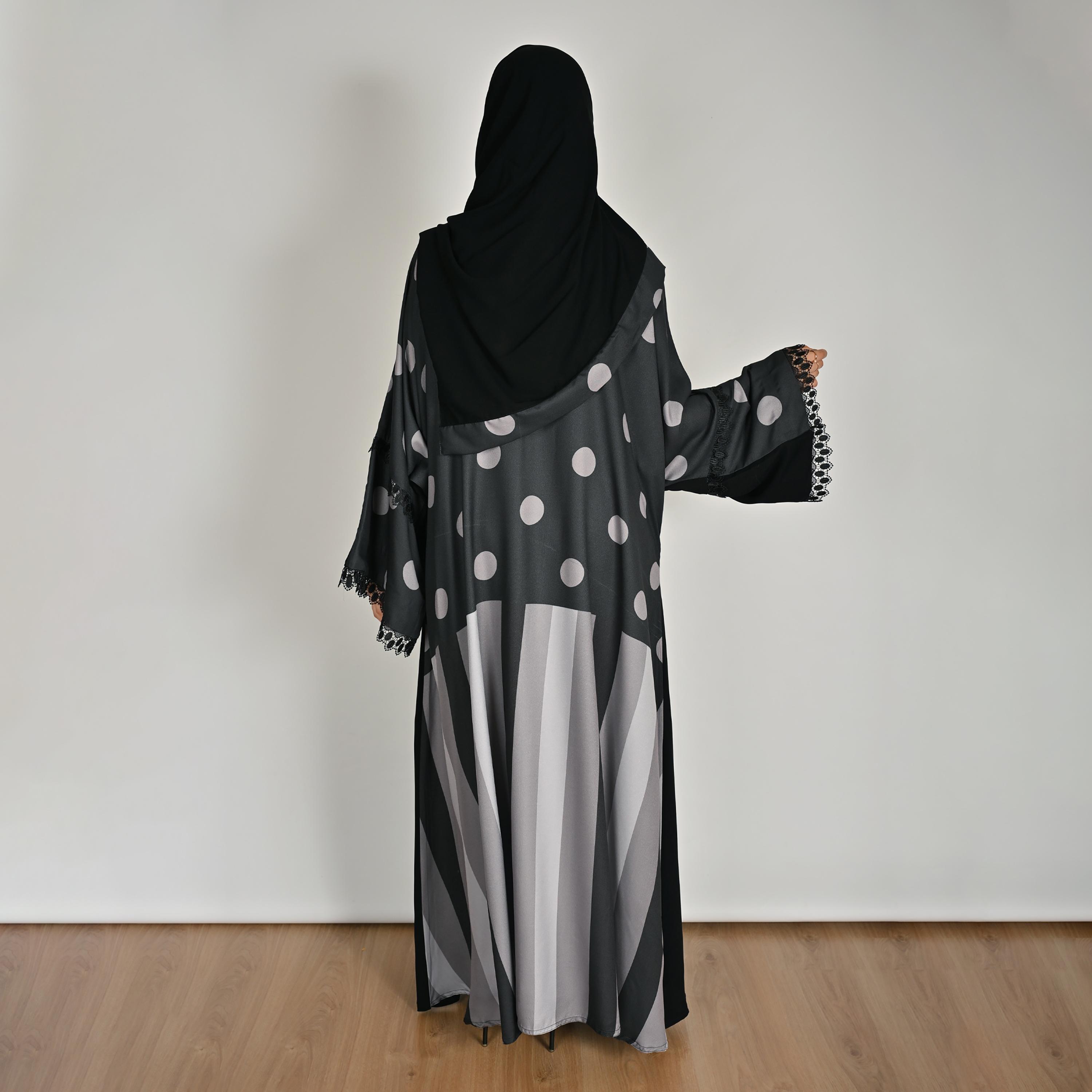 عباية كتان حريمي بأكمام واسعة ونقشة منقطة متعددة الألوان مع حجاب من حوراء-women-arabicclothing-abayas-image-7