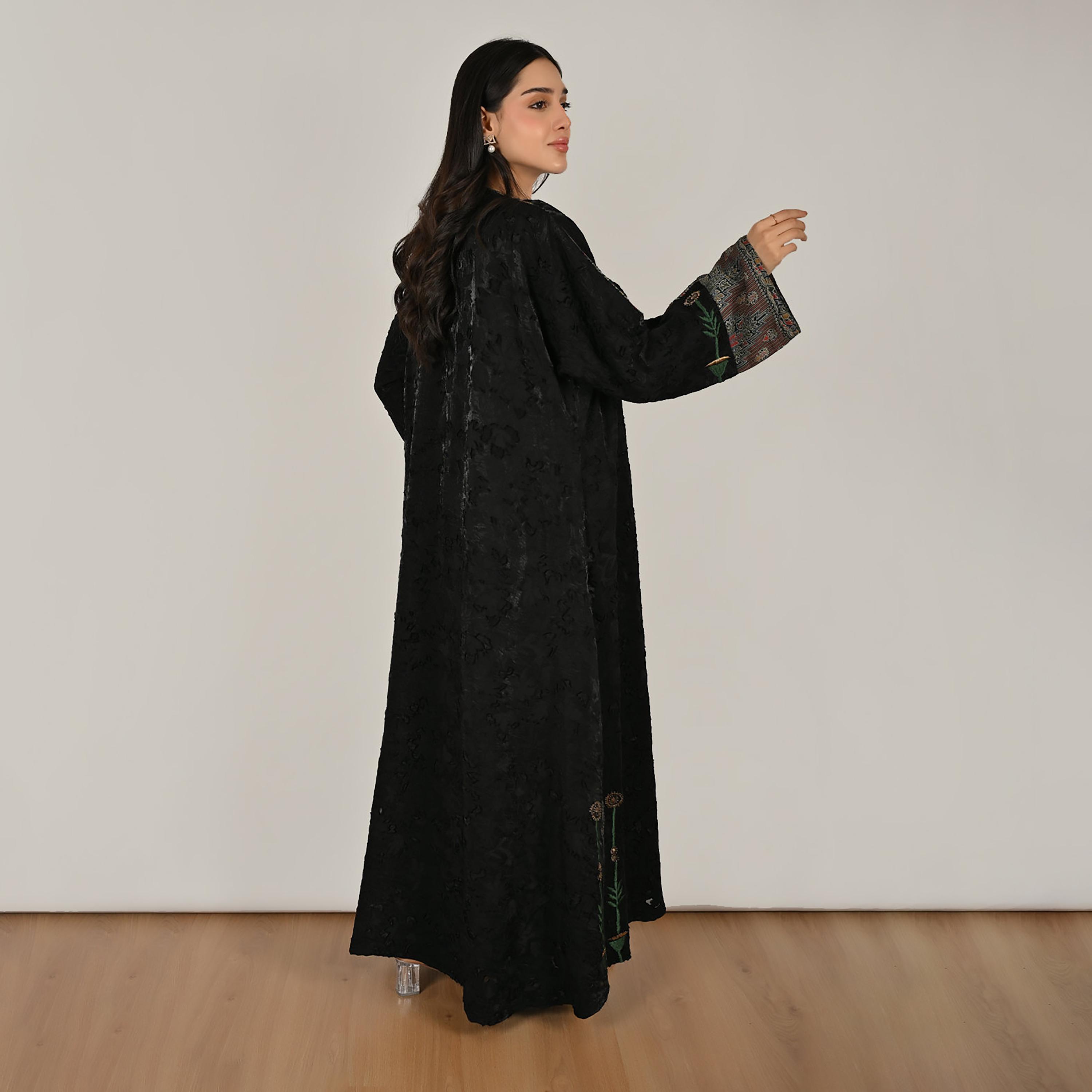 عباية حوراء كتان نسائية مطرزة باللون الأسود مع حجاب-women-arabicclothing-abayas-image-5
