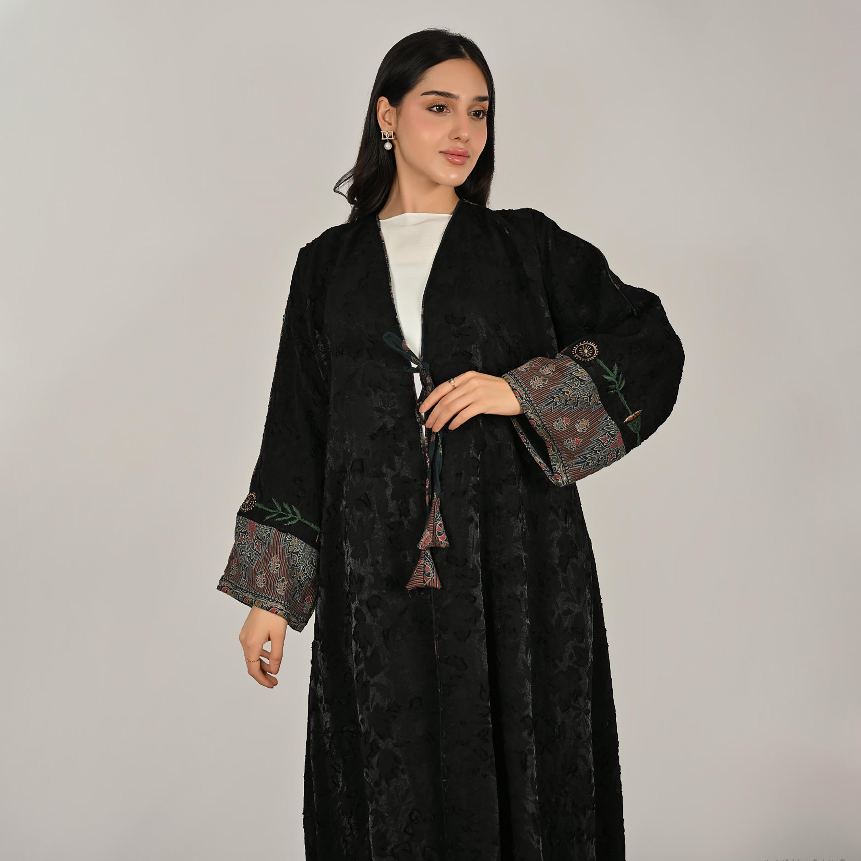 عباية حوراء كتان نسائية مطرزة باللون الأسود مع حجاب-women-arabicclothing-abayas-image-8
