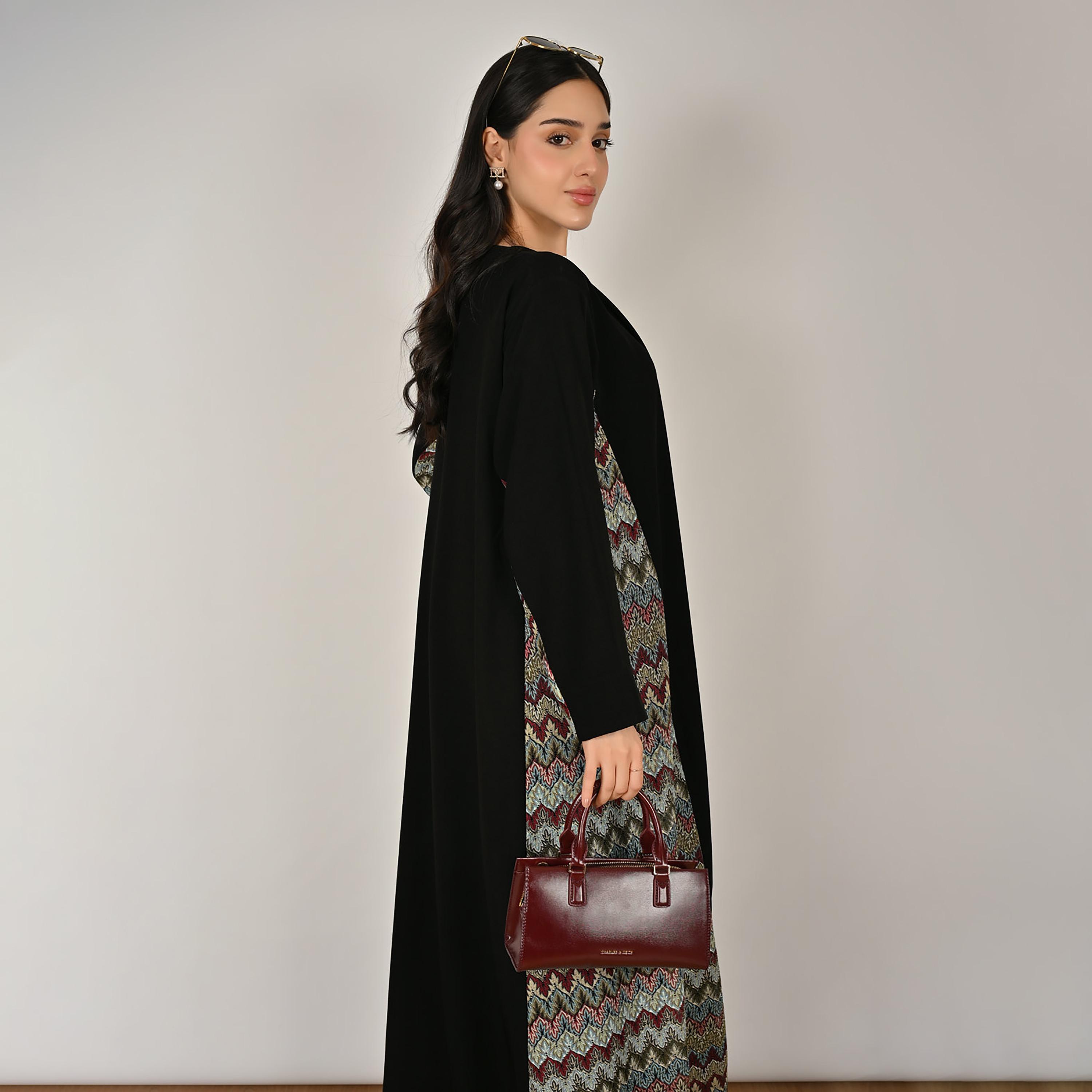 Hawraa Black Embroidered Women's Linen Abaya with Hijab-women-arabicclothing-abayas-image-8