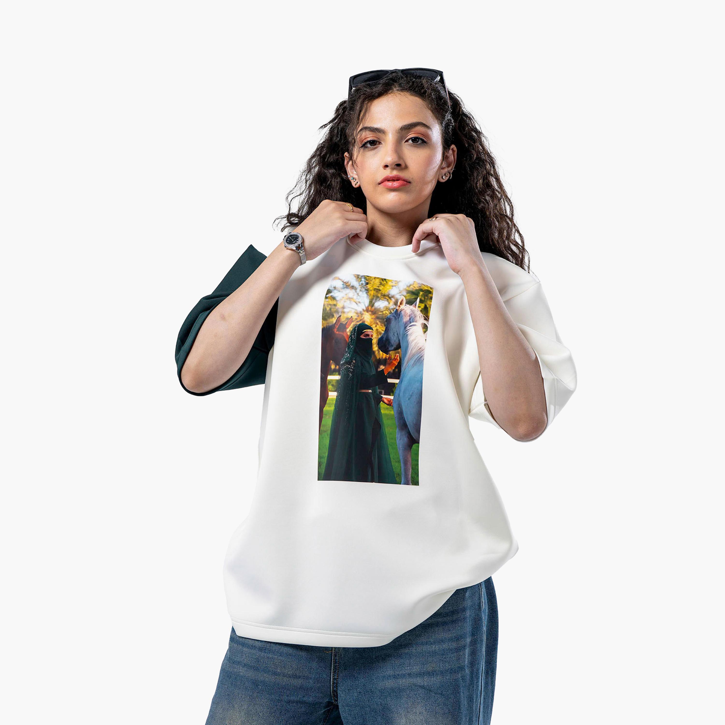 sanefn White and Green KSA National Day Graphic Print Women's T-Shirt-women-clothing-tshirts-image-3