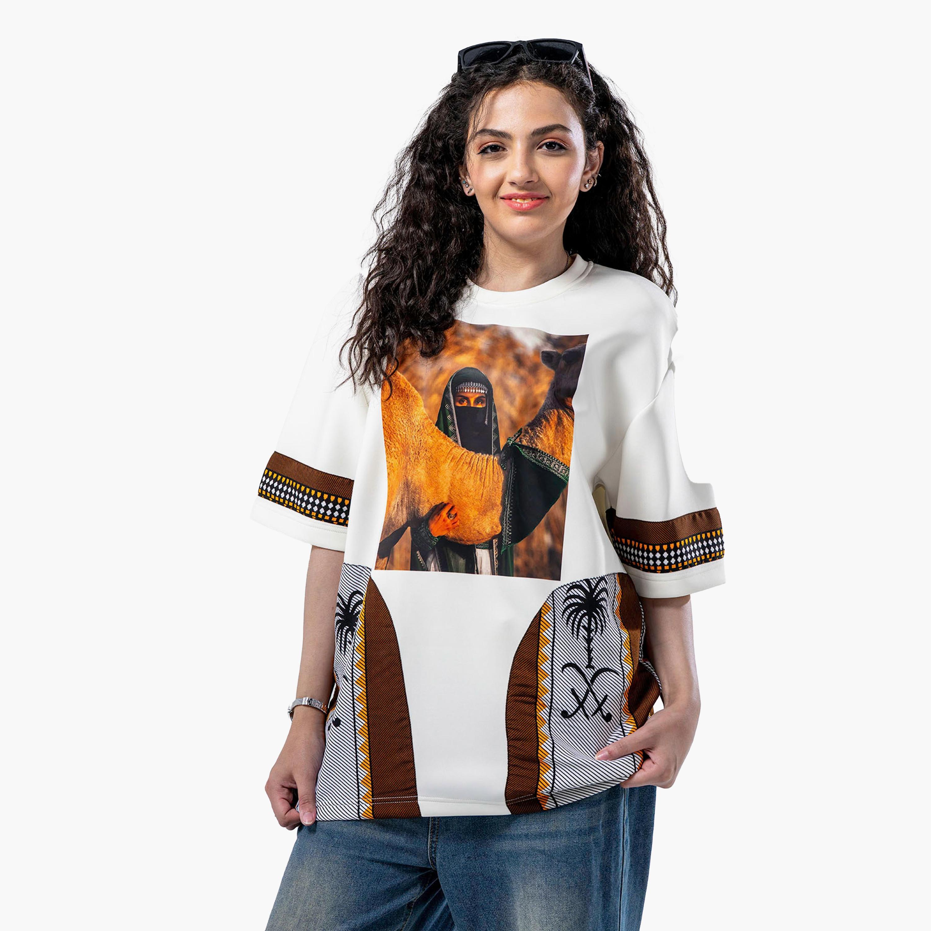 sanefn White KSA National Day Graphic Print Women's T-Shirt-women-clothing-tshirts-image-1