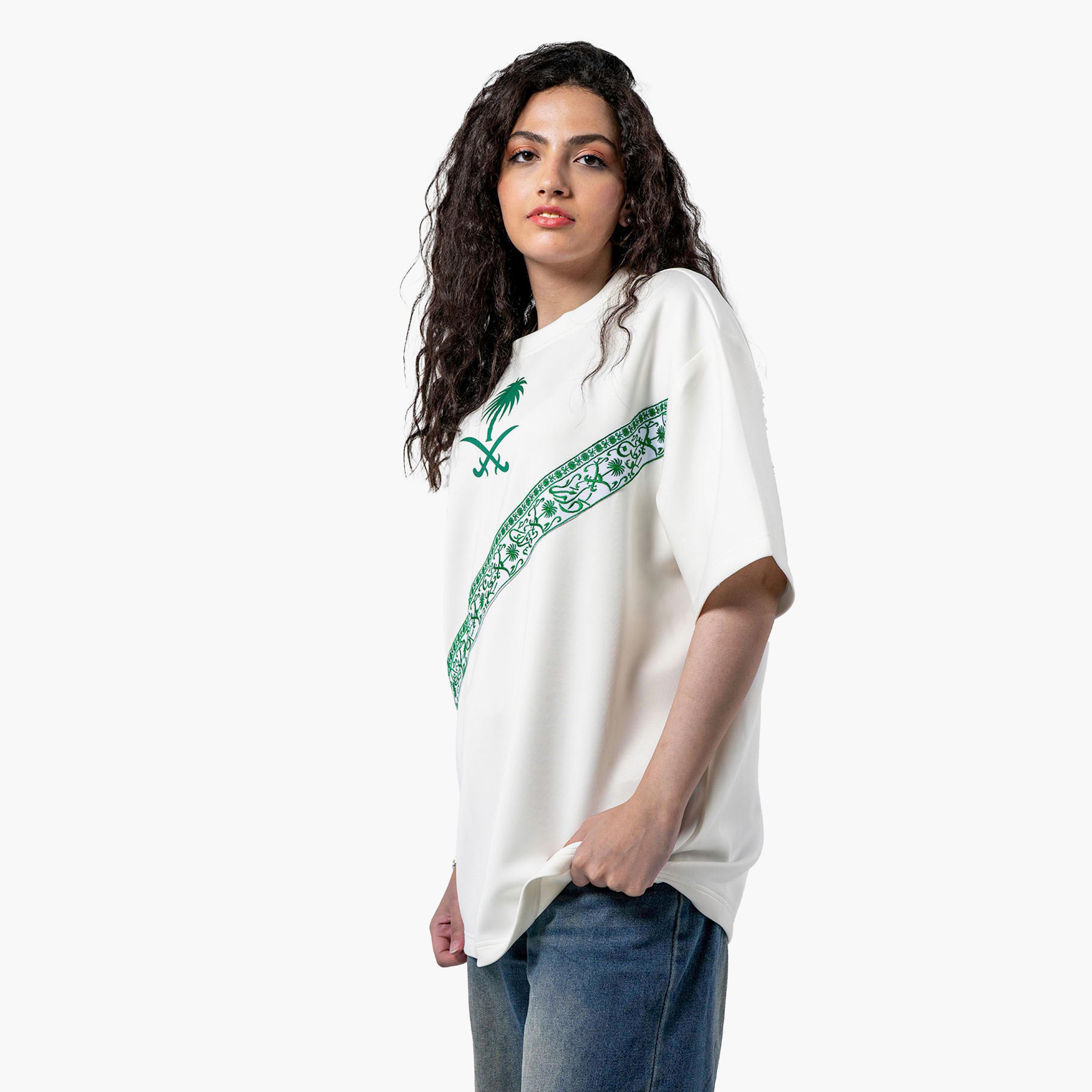 sanefn White KSA National Day Embroidered Women's T-Shirt-women-clothing-tshirts-image-3