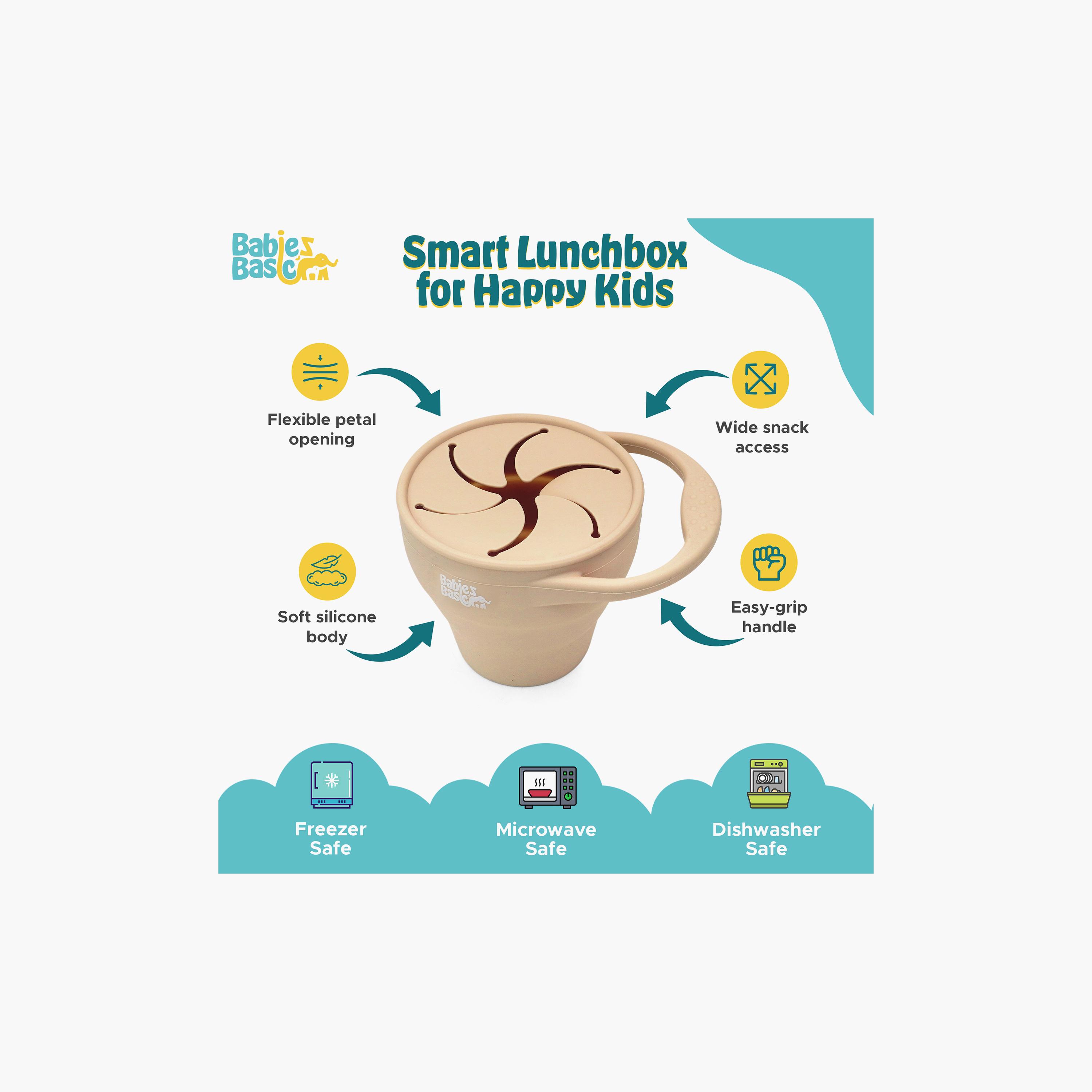 كوب سيليكون قابل للطي للوجبات الخفيفة مع غطاء - 150 مل من بيبيز بيزك-baby-feeding-mealtimeessentials-image-5