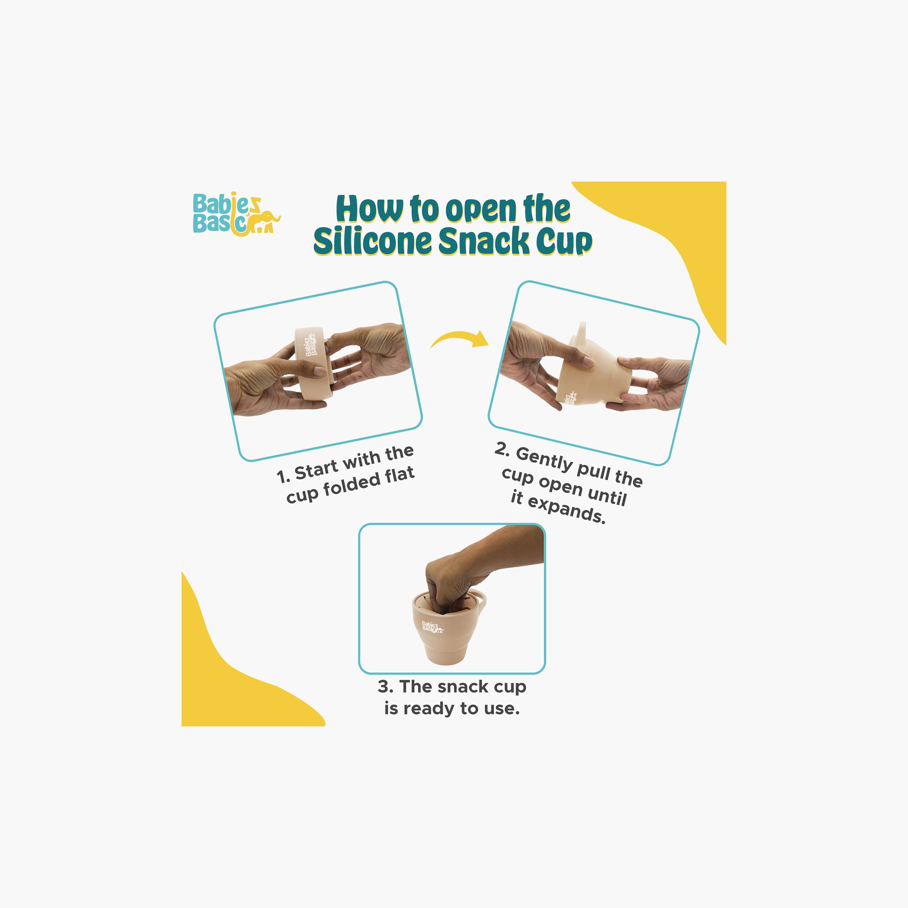 كوب سيليكون قابل للطي للوجبات الخفيفة مع غطاء - 150 مل من بيبيز بيزك-baby-feeding-mealtimeessentials-image-6
