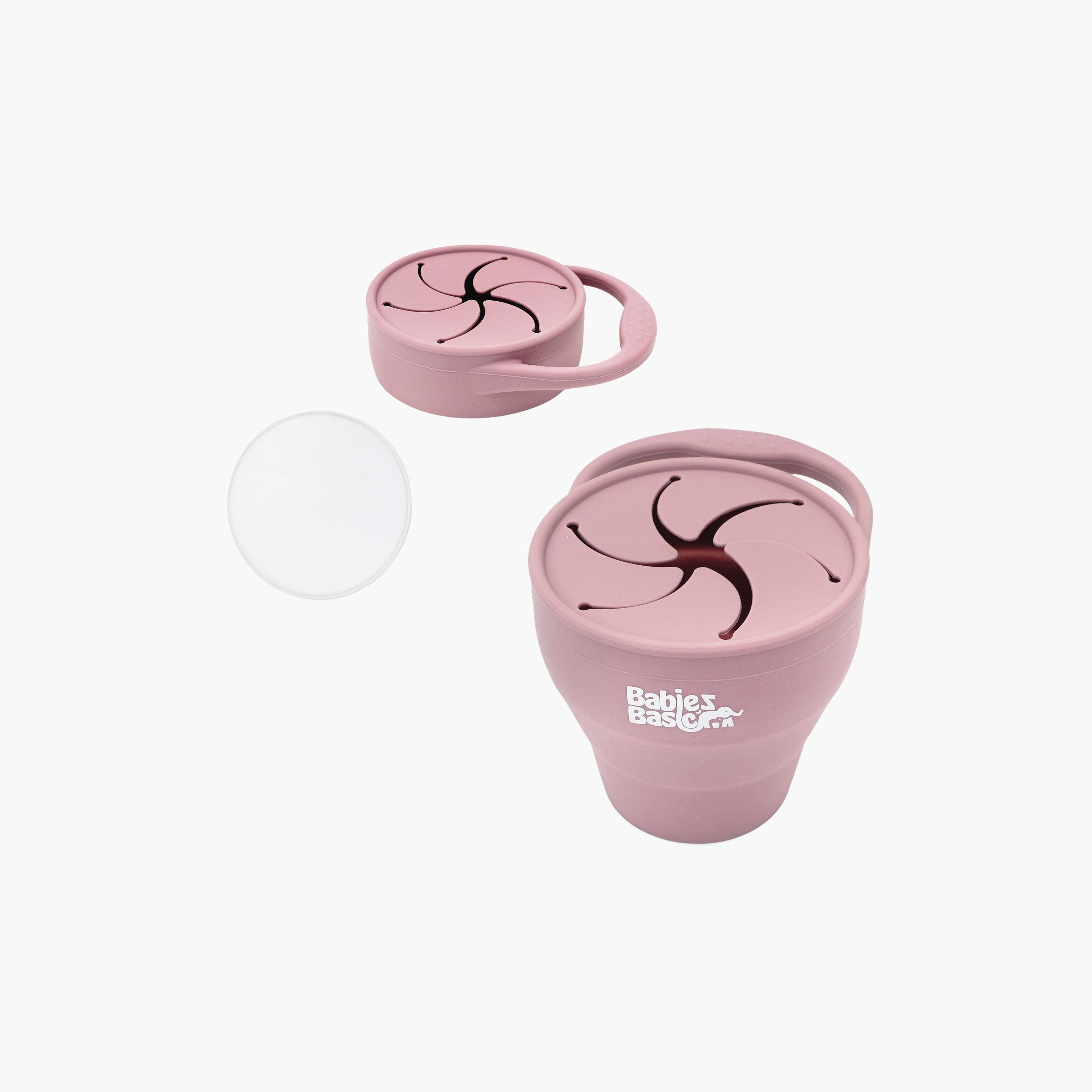 كوب سيليكون قابل للطي للوجبات الخفيفة مع غطاء - 150 مل من بيبيز بيزك-baby-feeding-mealtimeessentials-image-2