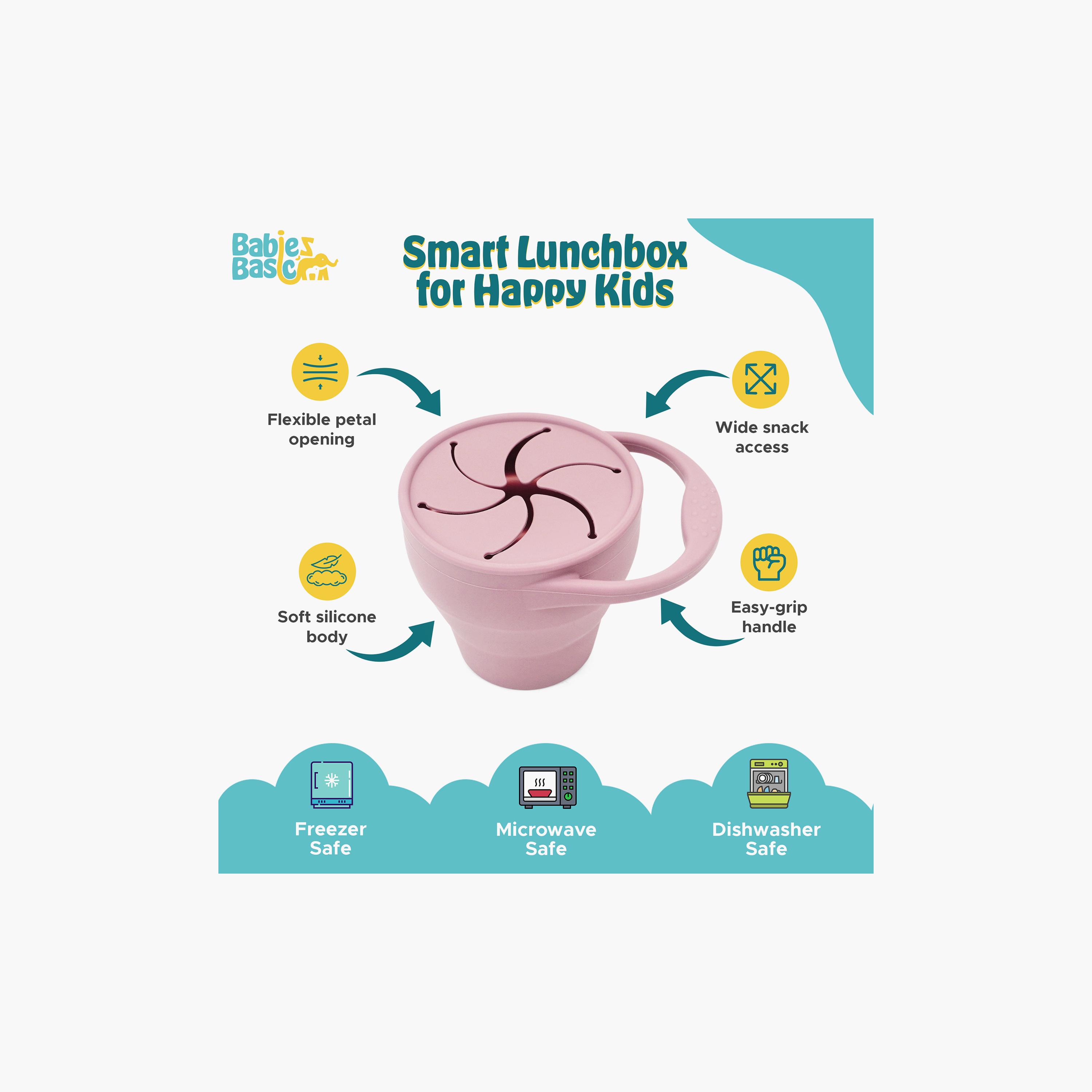 كوب سيليكون قابل للطي للوجبات الخفيفة مع غطاء - 150 مل من بيبيز بيزك-baby-feeding-mealtimeessentials-image-5