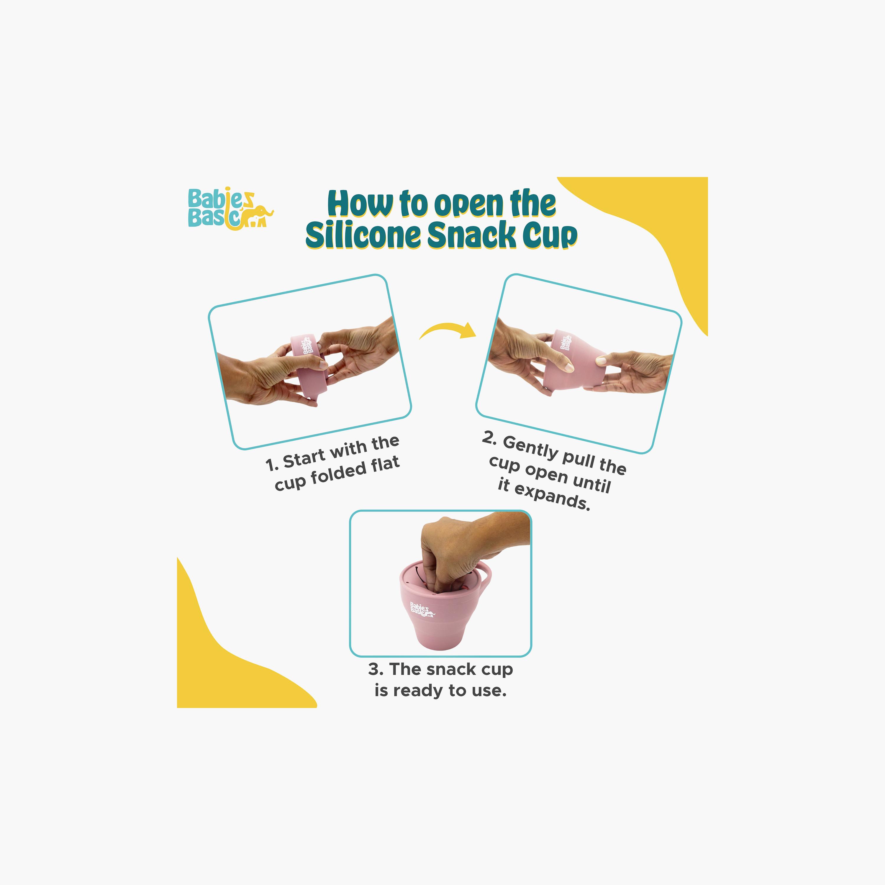 كوب سيليكون قابل للطي للوجبات الخفيفة مع غطاء - 150 مل من بيبيز بيزك-baby-feeding-mealtimeessentials-image-6