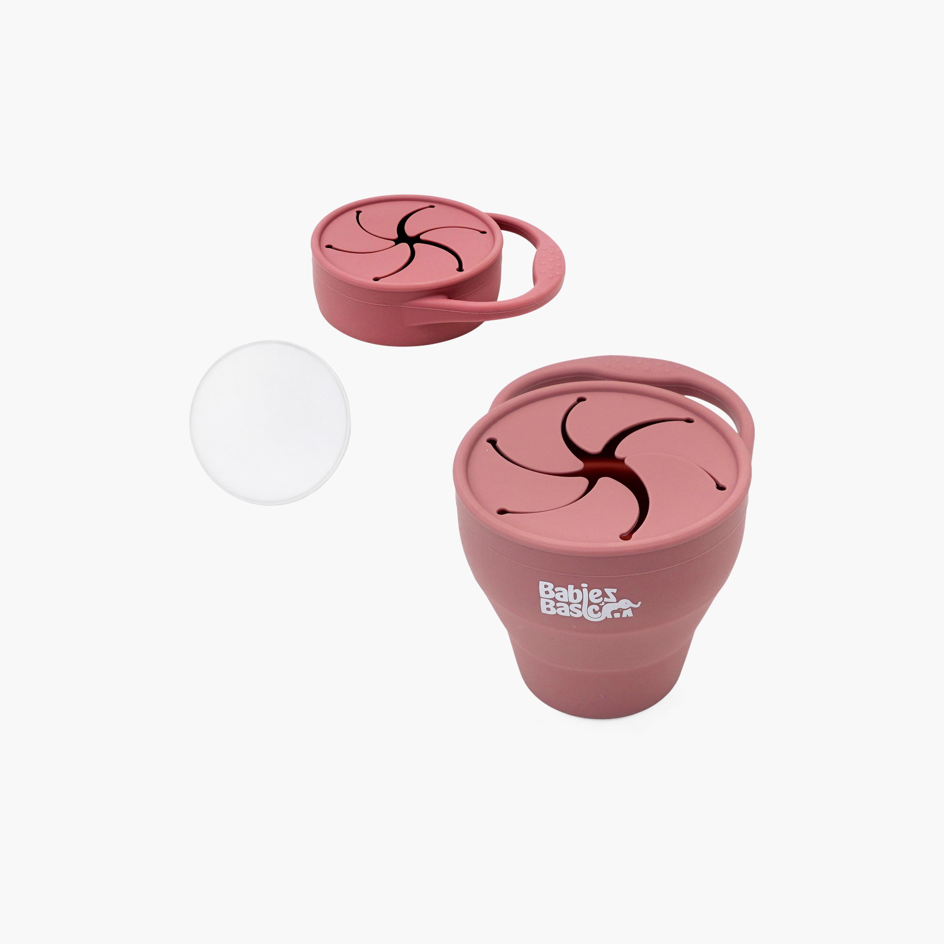 كوب سيليكون قابل للطي للوجبات الخفيفة مع غطاء - 150 مل من بيبيز بيزك-baby-feeding-mealtimeessentials-image-2