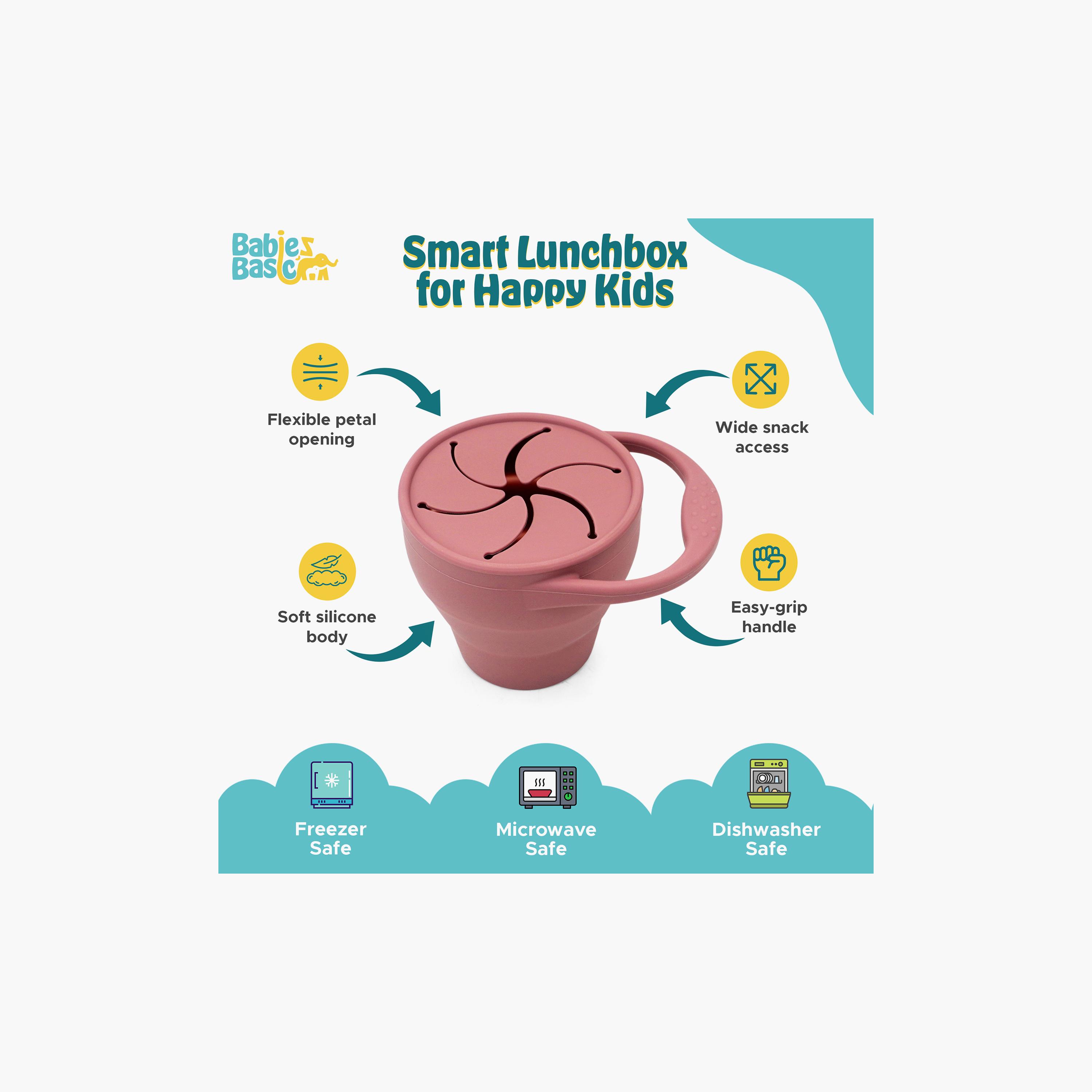 كوب سيليكون قابل للطي للوجبات الخفيفة مع غطاء - 150 مل من بيبيز بيزك-baby-feeding-mealtimeessentials-image-5