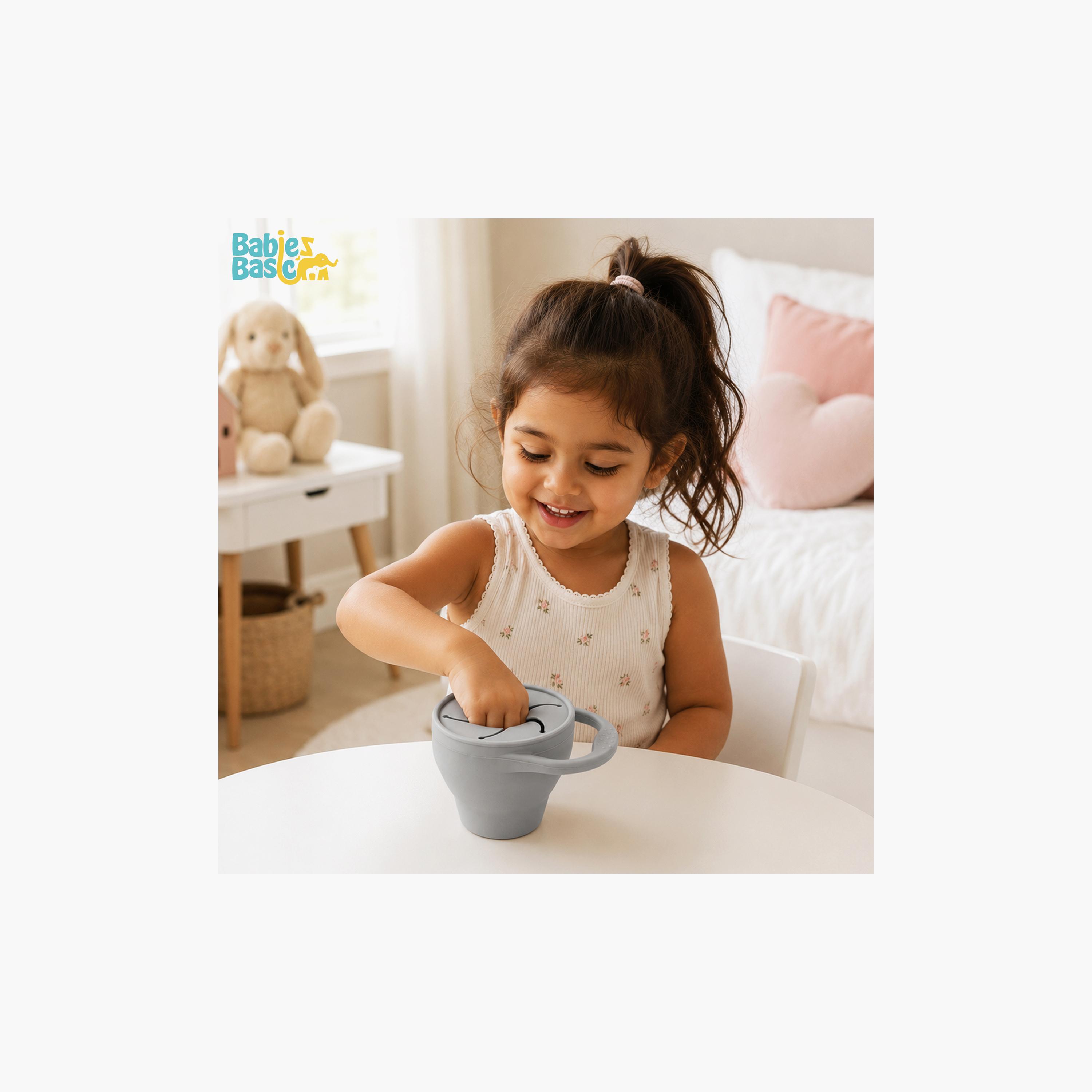 Babies Basic Collapsible Silicone Snack Cup with Lid - 150 ml-baby-feeding-mealtimeessentials-image-4