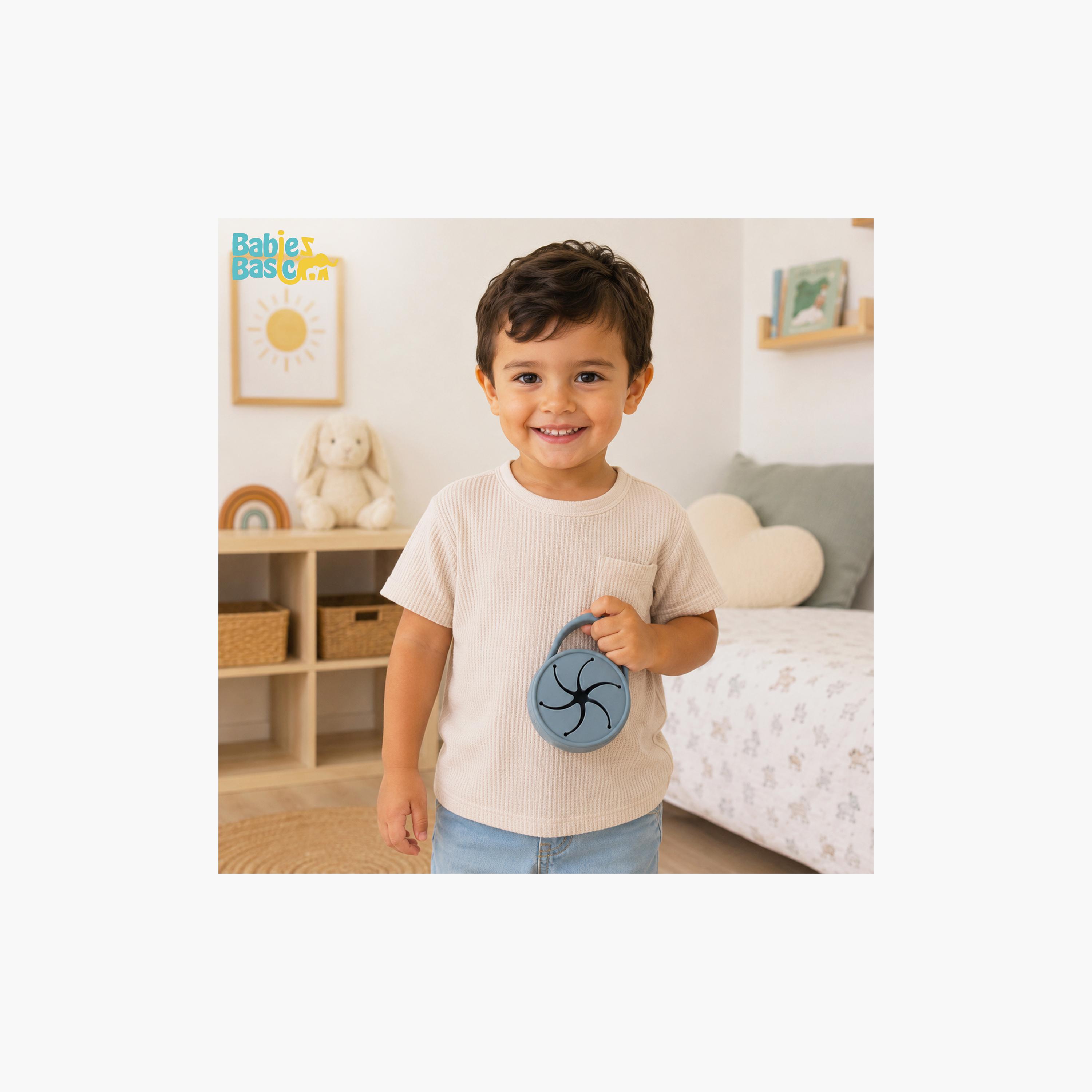 كوب سيليكون قابل للطي للوجبات الخفيفة مع غطاء - 150 مل من بيبيز بيزك-baby-feeding-mealtimeessentials-image-3