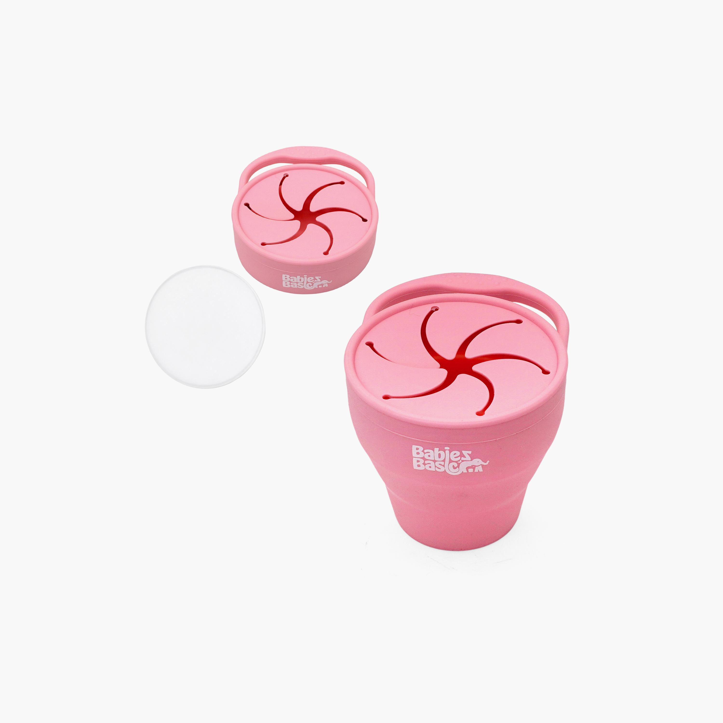كوب سيليكون قابل للطي للوجبات الخفيفة مع غطاء - 150 مل من بيبيز بيزك-baby-feeding-mealtimeessentials-image-2